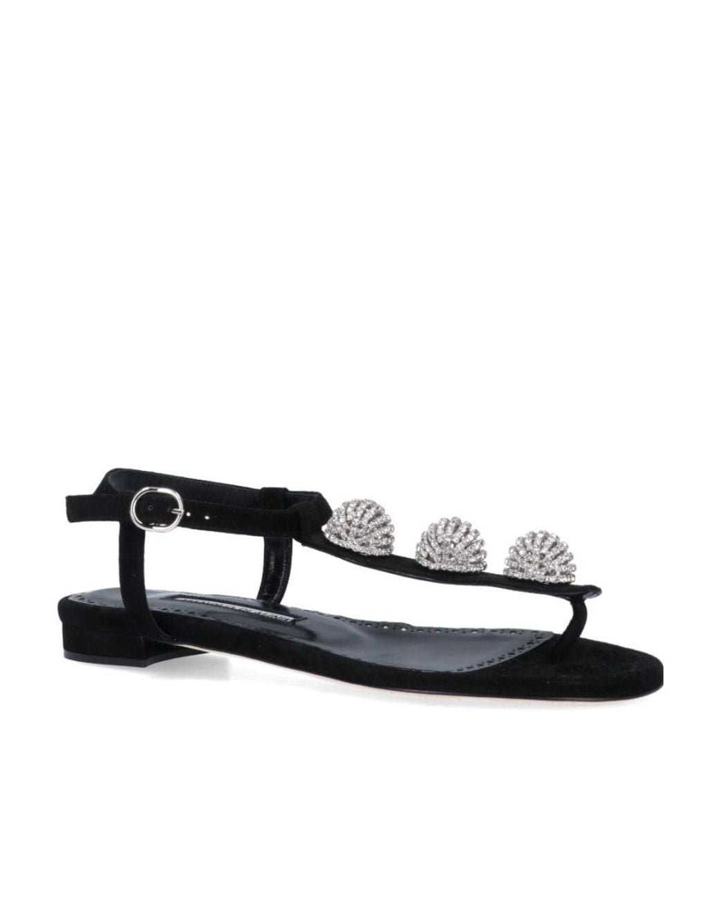 Manolo Blahnik White Embellished Buckle-Fastened Sandals