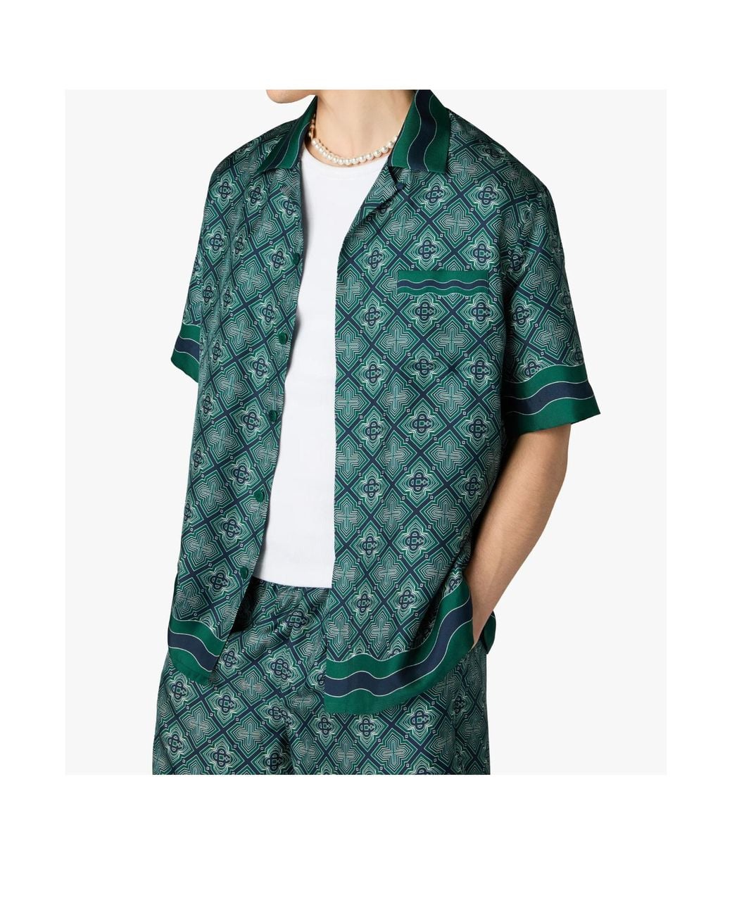 Casablanca Green Radiating Monogram Cuban Shirt for men