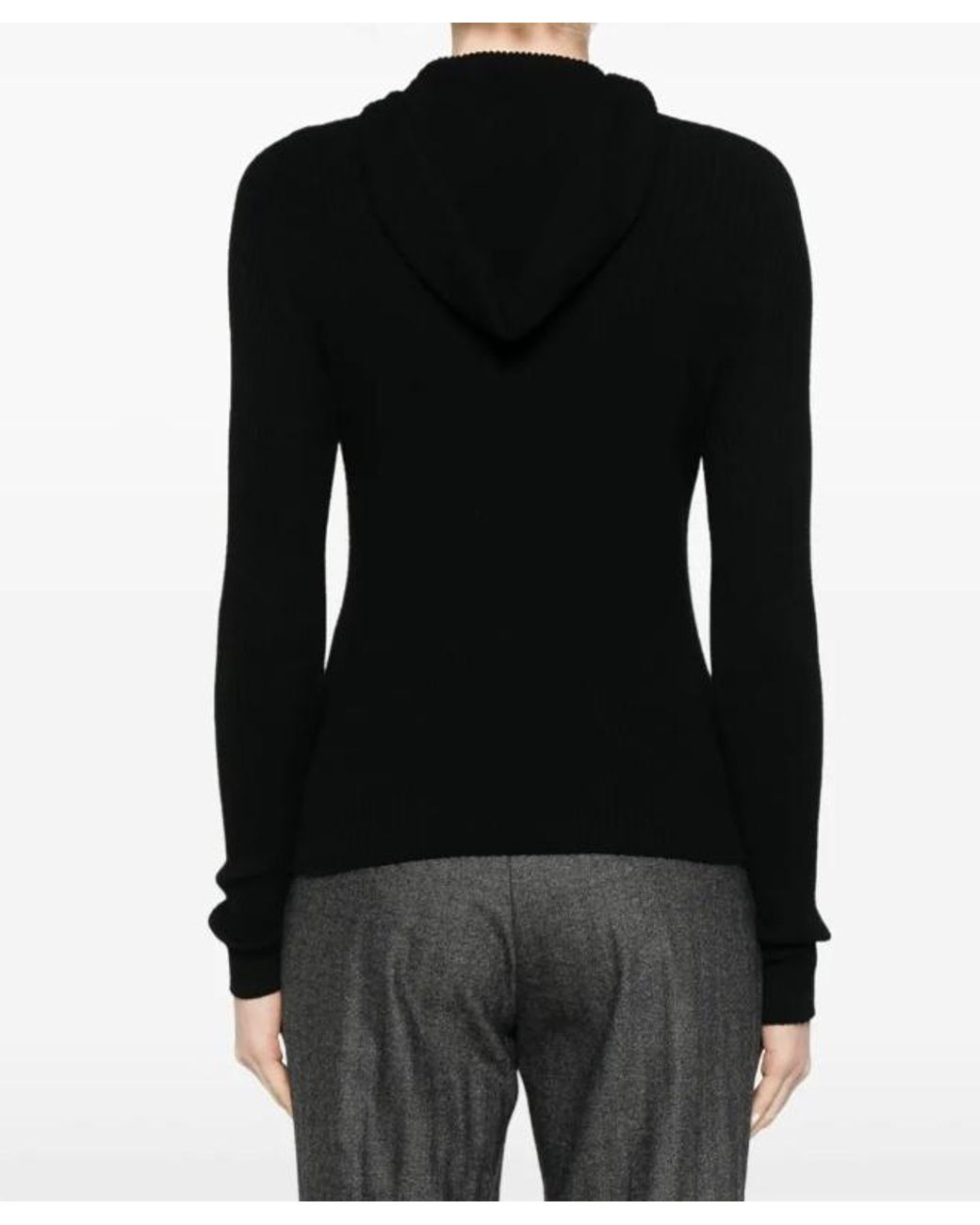 Twinset Black Ribbed Hoodie