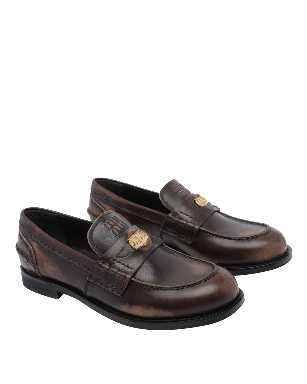 Miu Miu Black Round-Toe Loafers