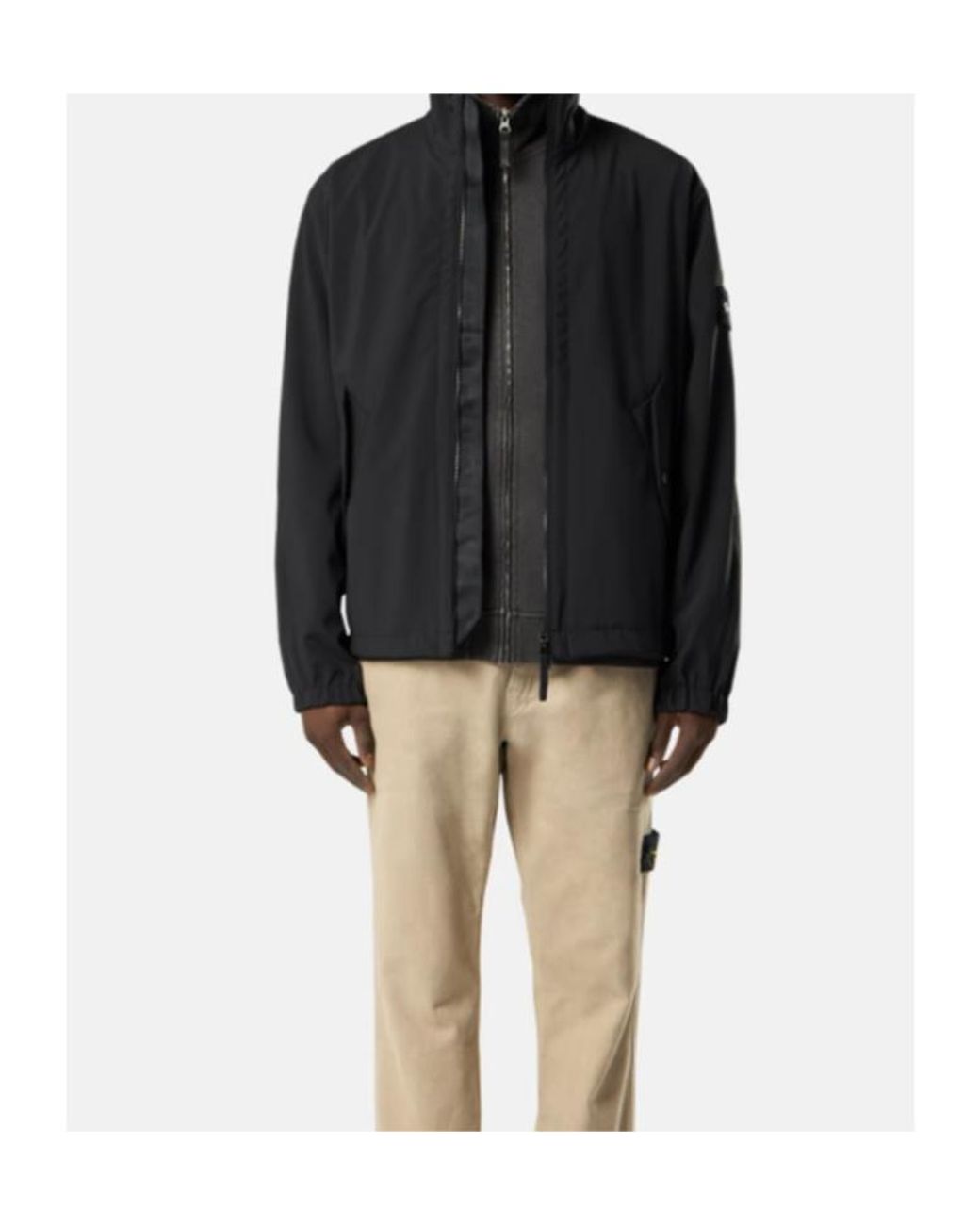 Stone Island Black High Neck Zip-Up Jacket for men
