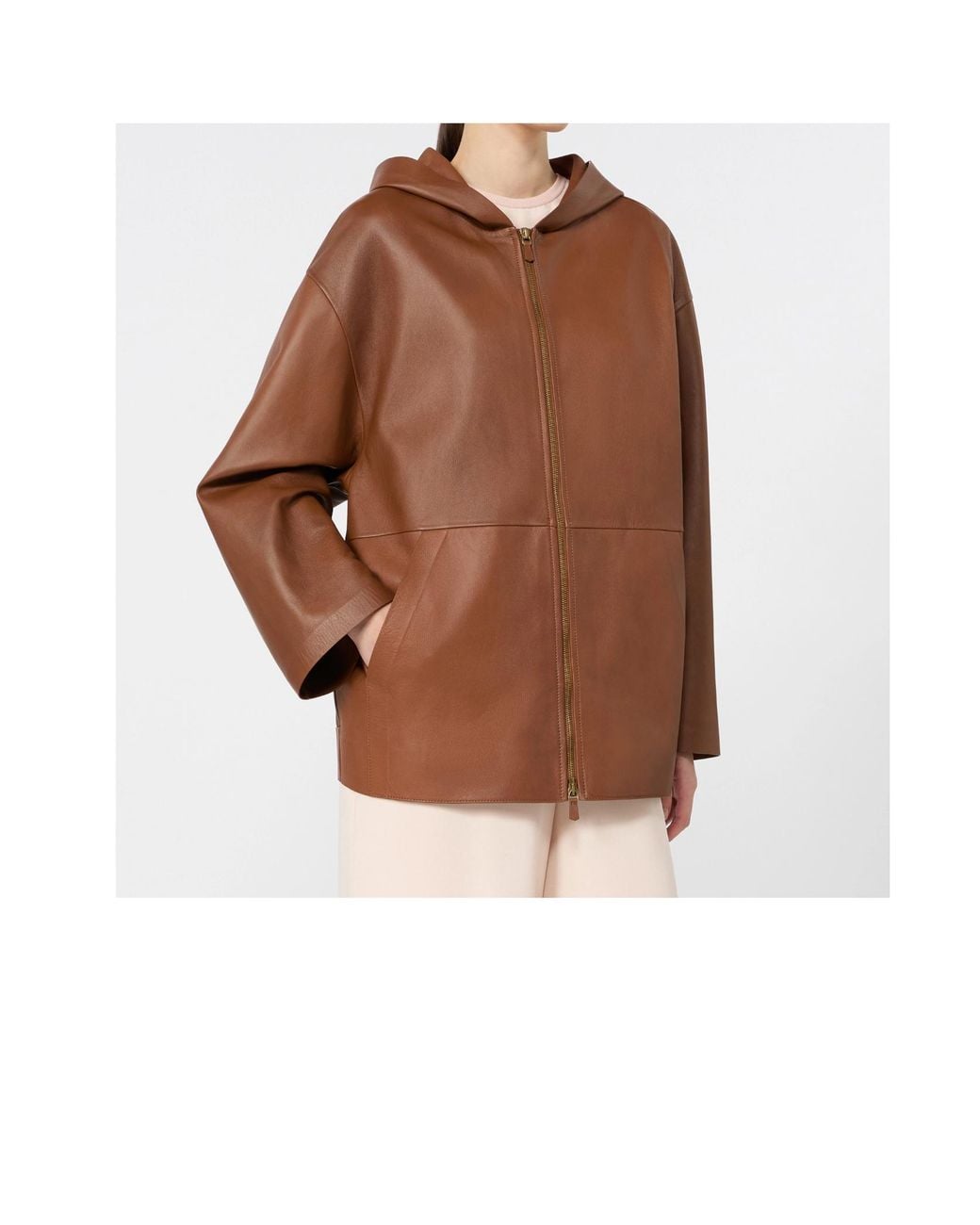 Max Mara Brown Mxmacinoso Zip-Up Hooded Jacket