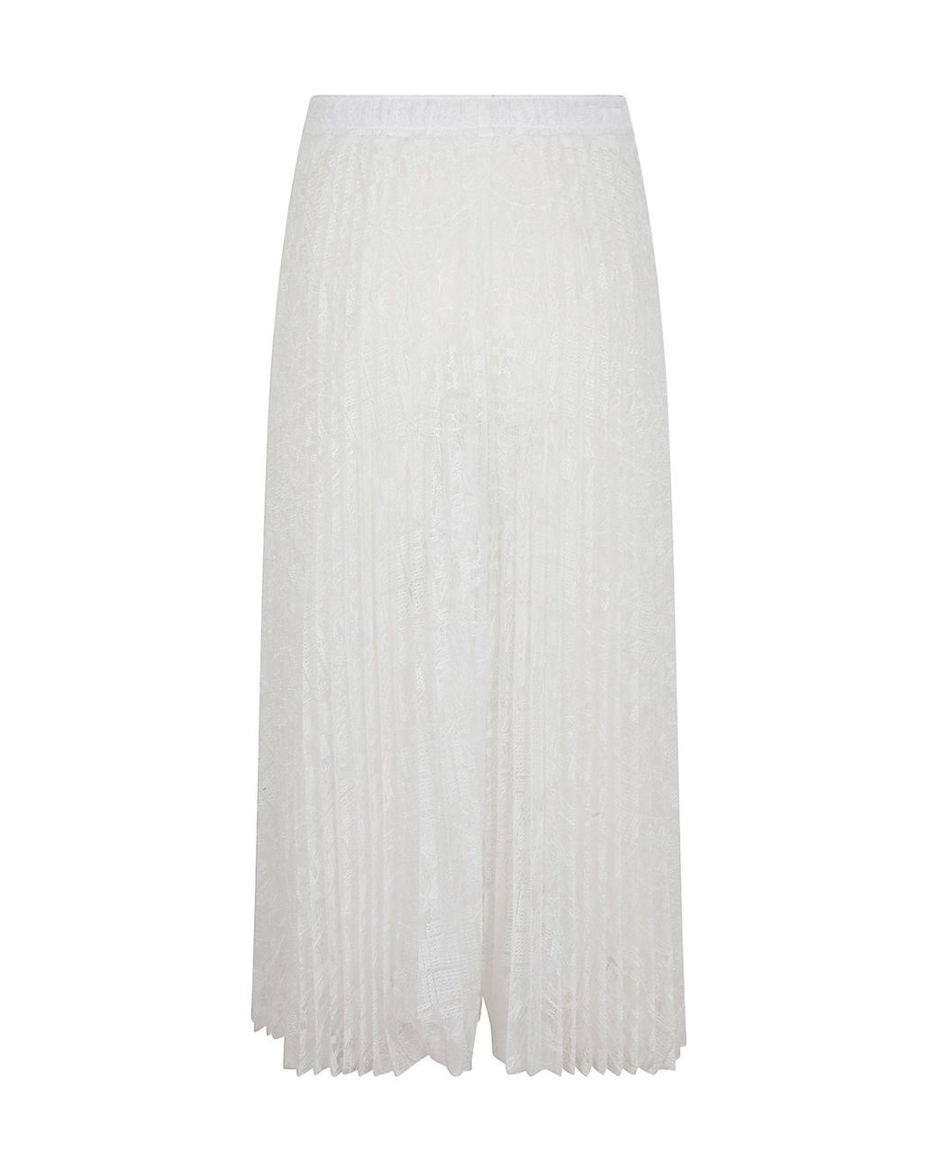 Ermanno Scervino White Pleated Lace Skirt