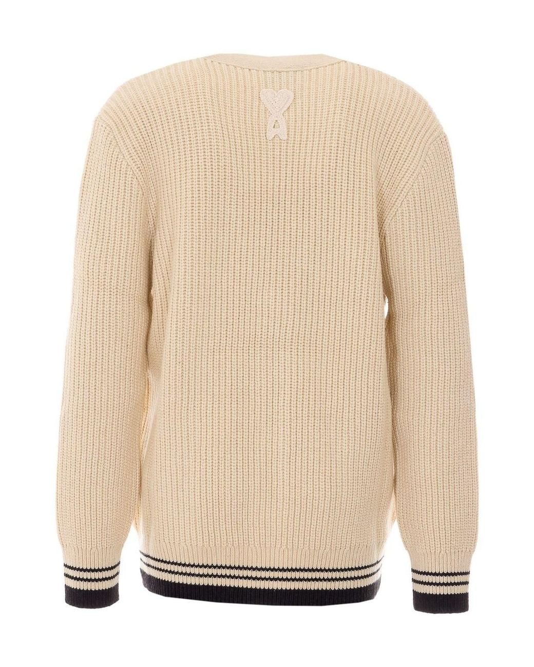 AMI Natural V-Neck Long Sleeved Cardigan