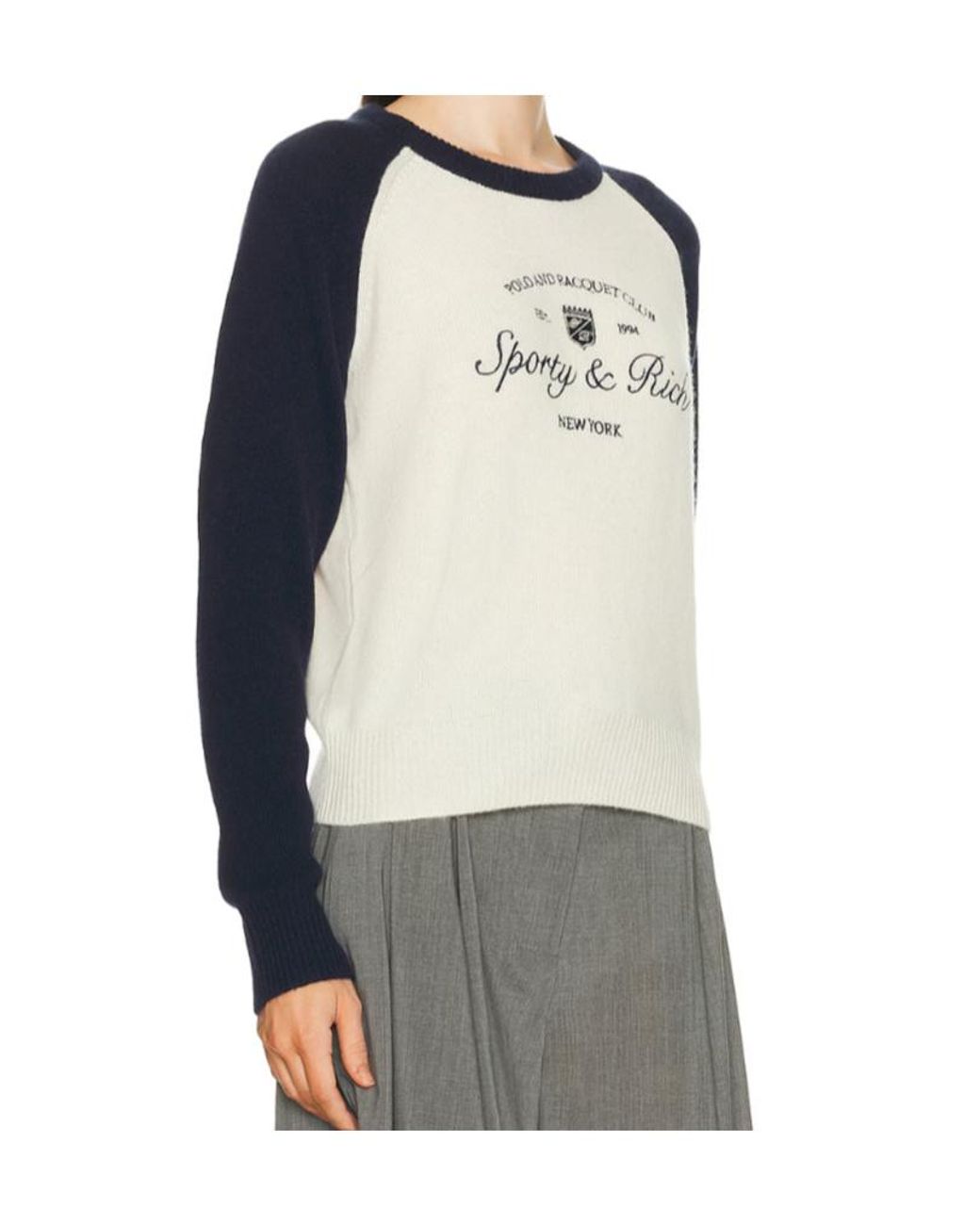 Sporty & Rich Blue Logo Raglan Knitted Sweater for men