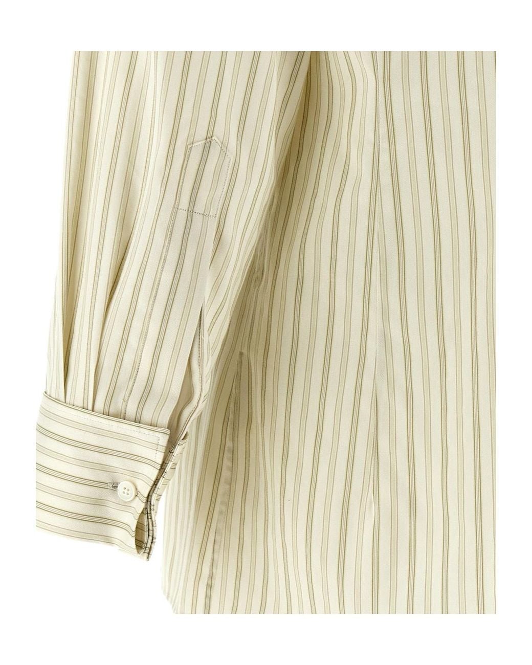 Auralee White Striped Long-Sleeved Shirt
