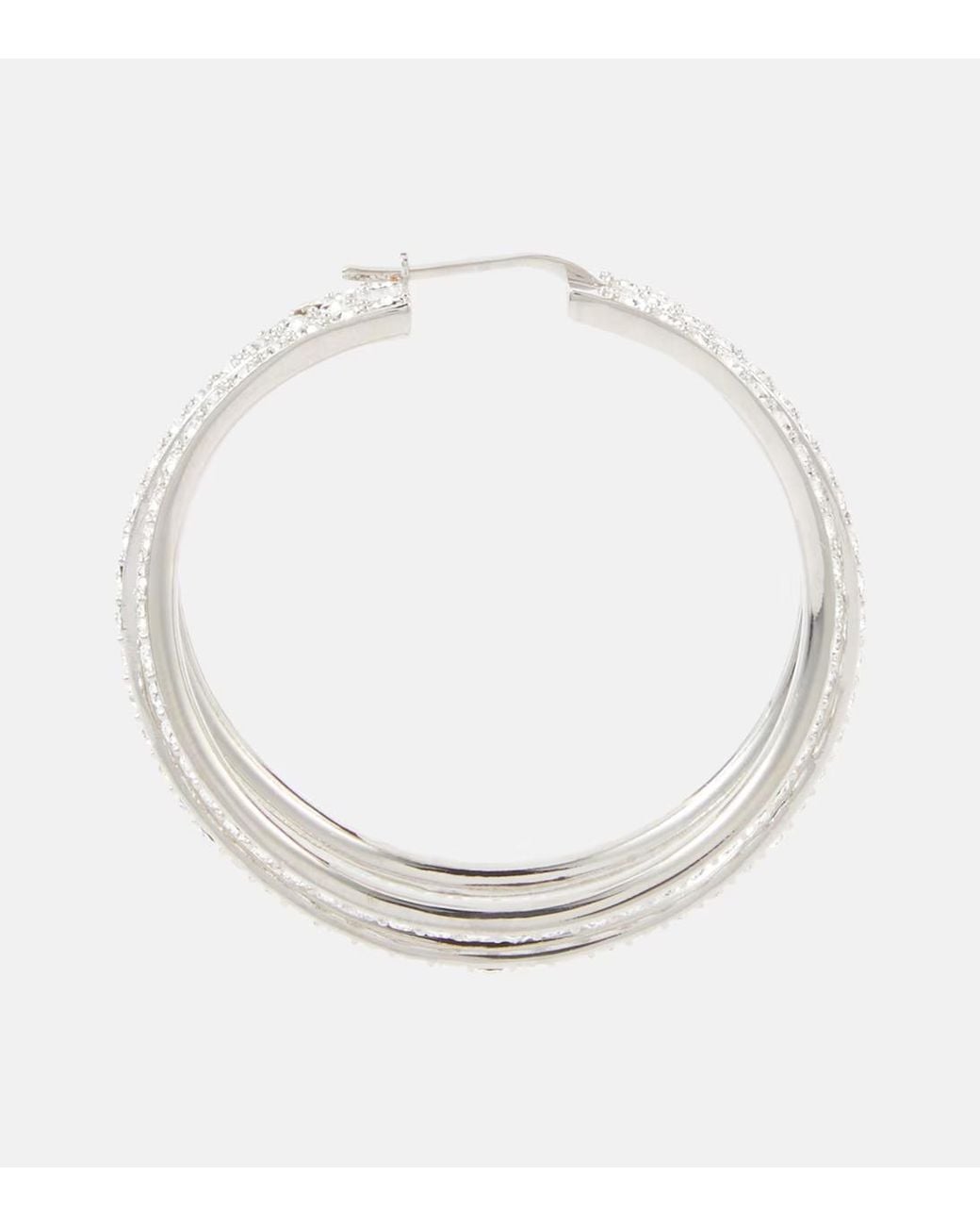 AMINA MUADDI White Vittoria Crystal-Embellished Hoop Earrings