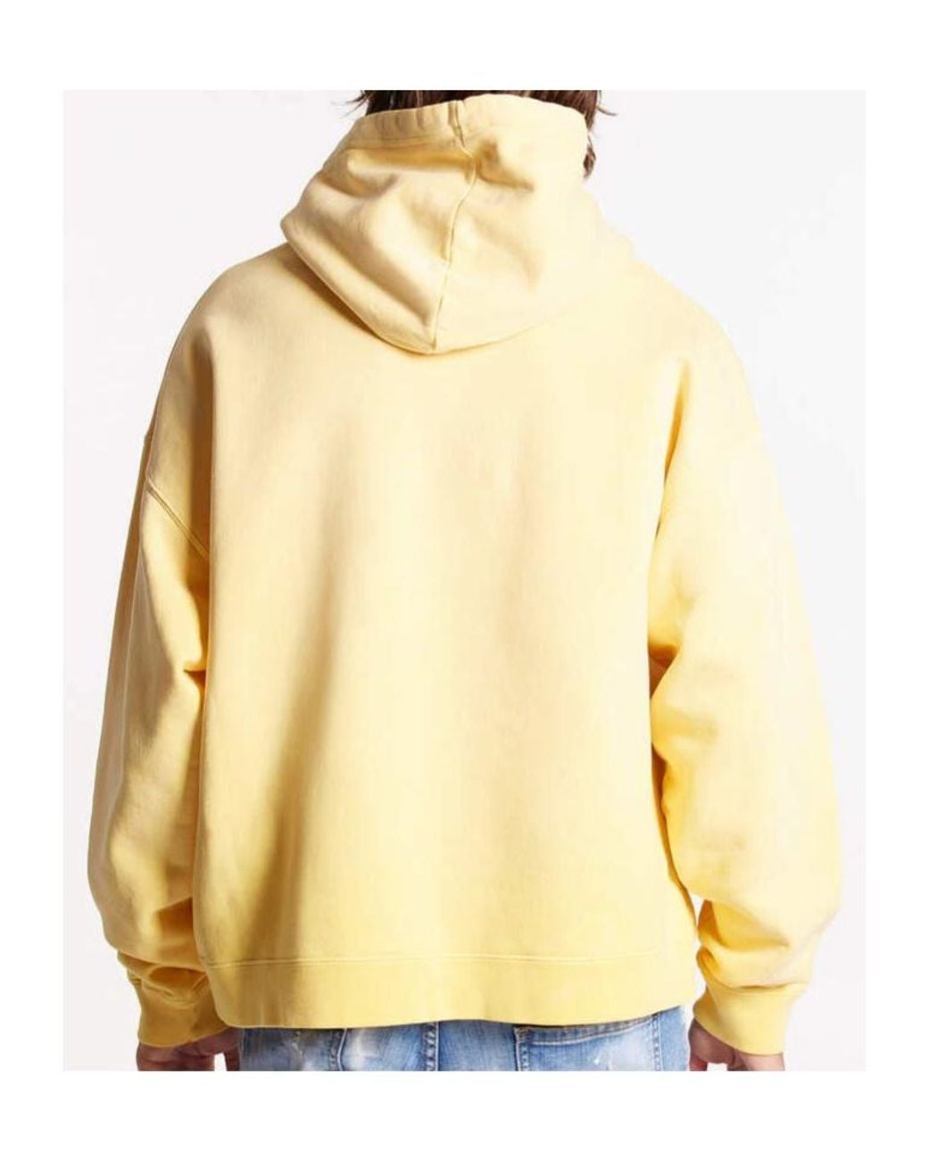 DSquared² Yellow Logo-Print Cotton Hoodie for men