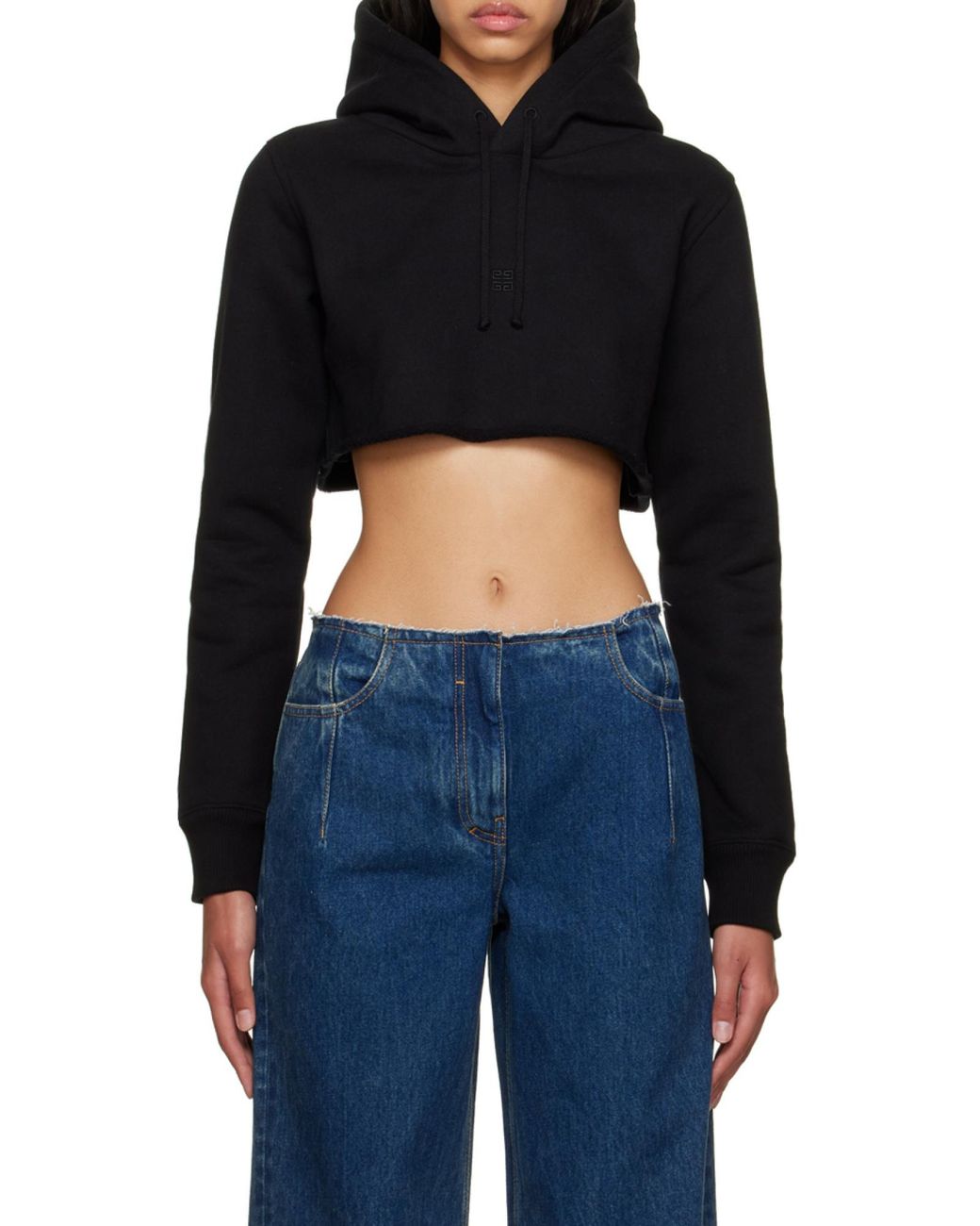 Givenchy Black Cropped Hoodie