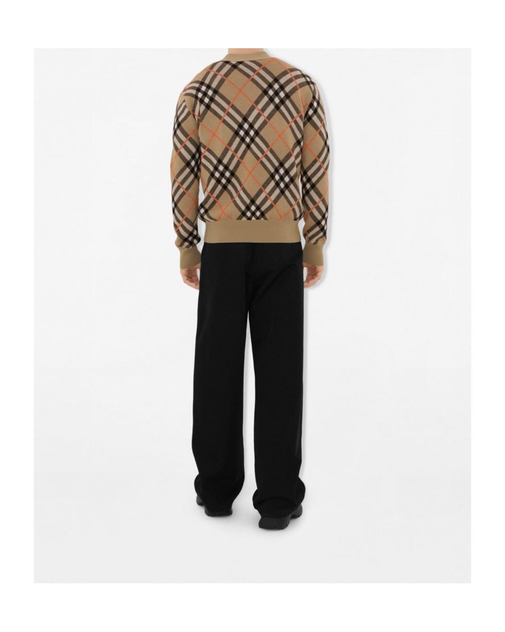Burberry Brown Wool-Blend Check Cardigan for men