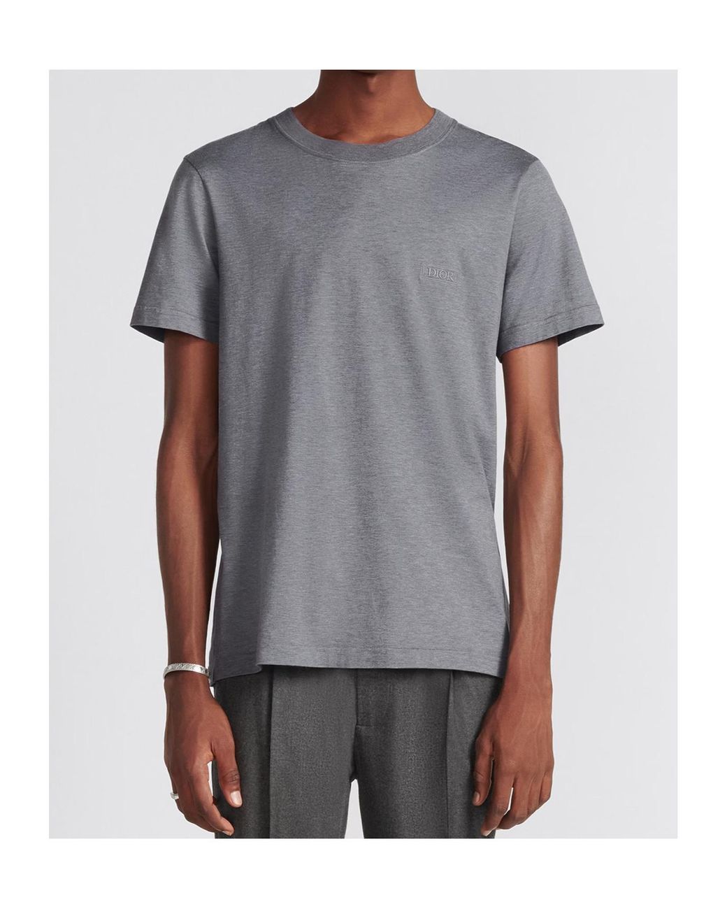 Dior Gray Homme Crewneck Short-Sleeved T-Shirt for men