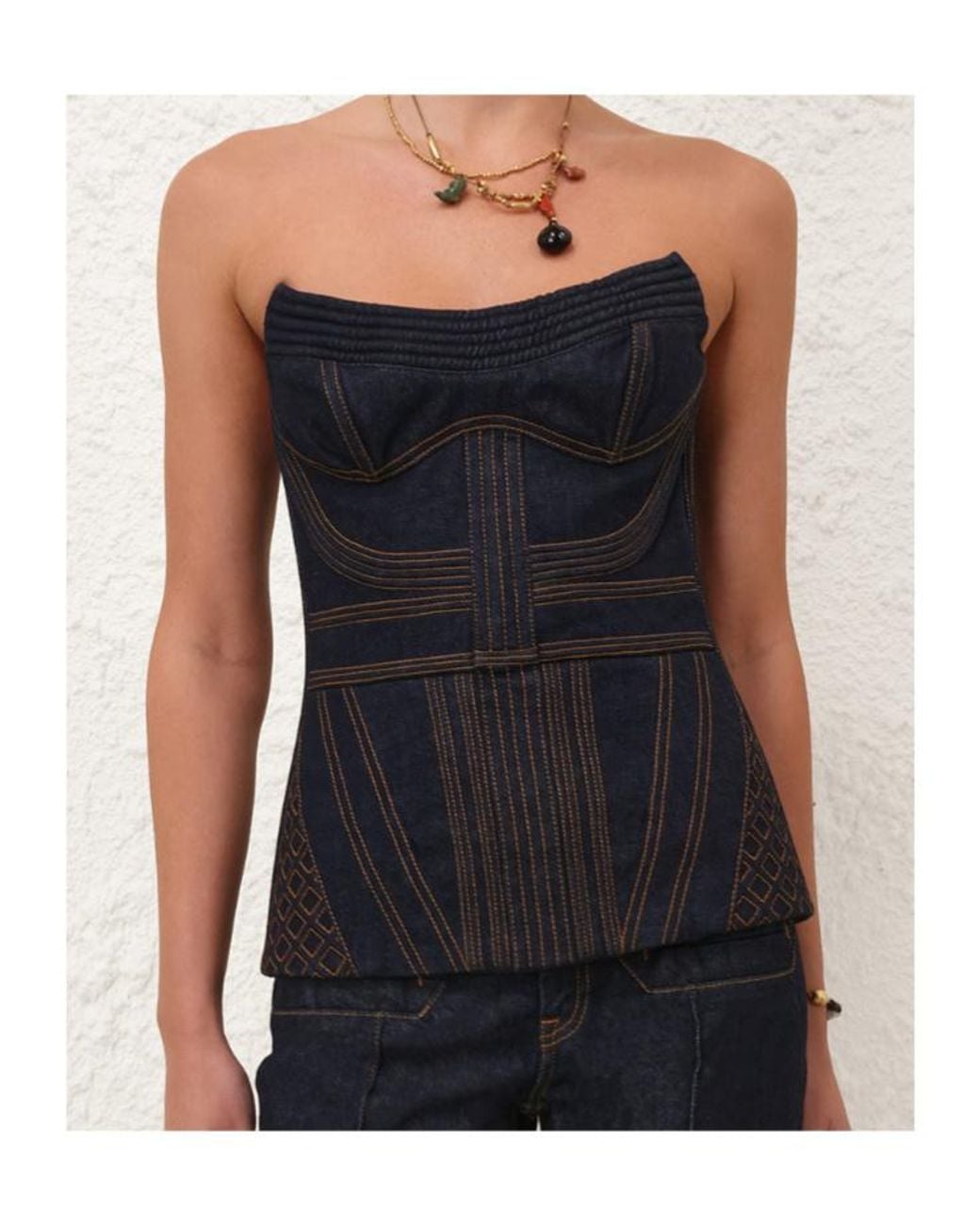 Zimmermann Black Corded Denim Corset
