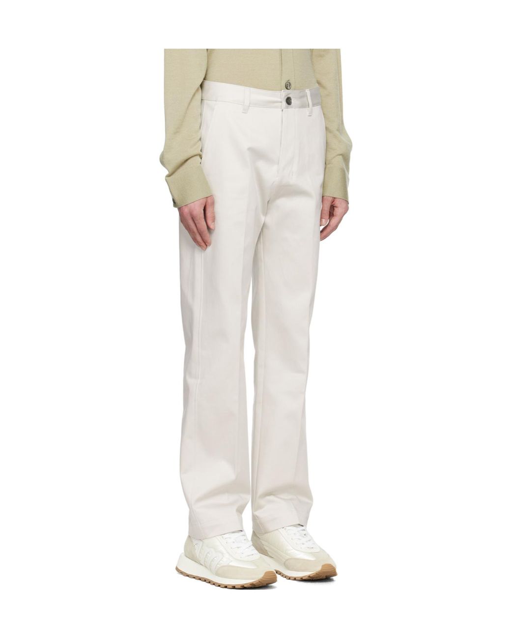 AMI White Straight-Leg Cotton Trousers for men