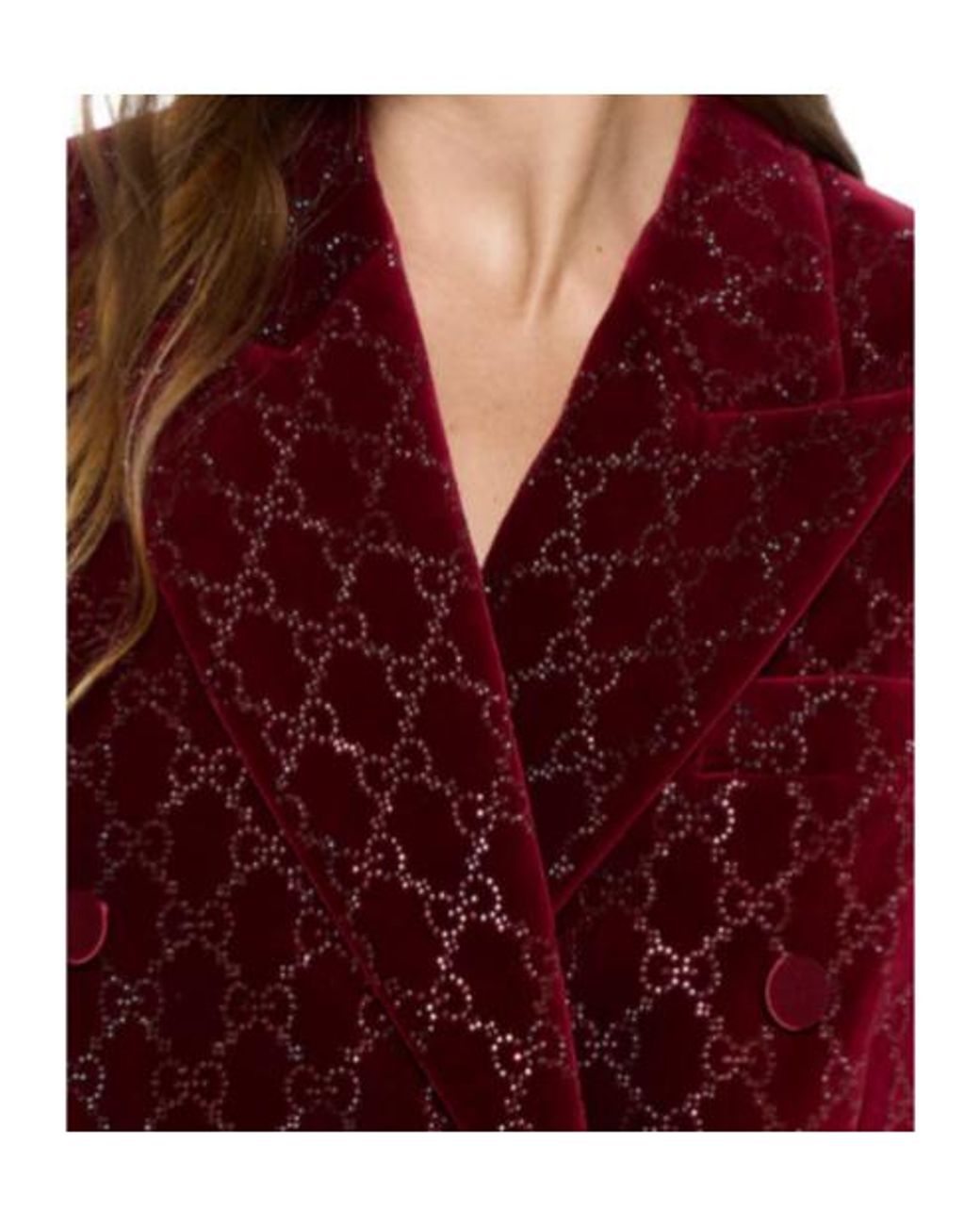 Gucci Red Double Blazer With Gg Crystals