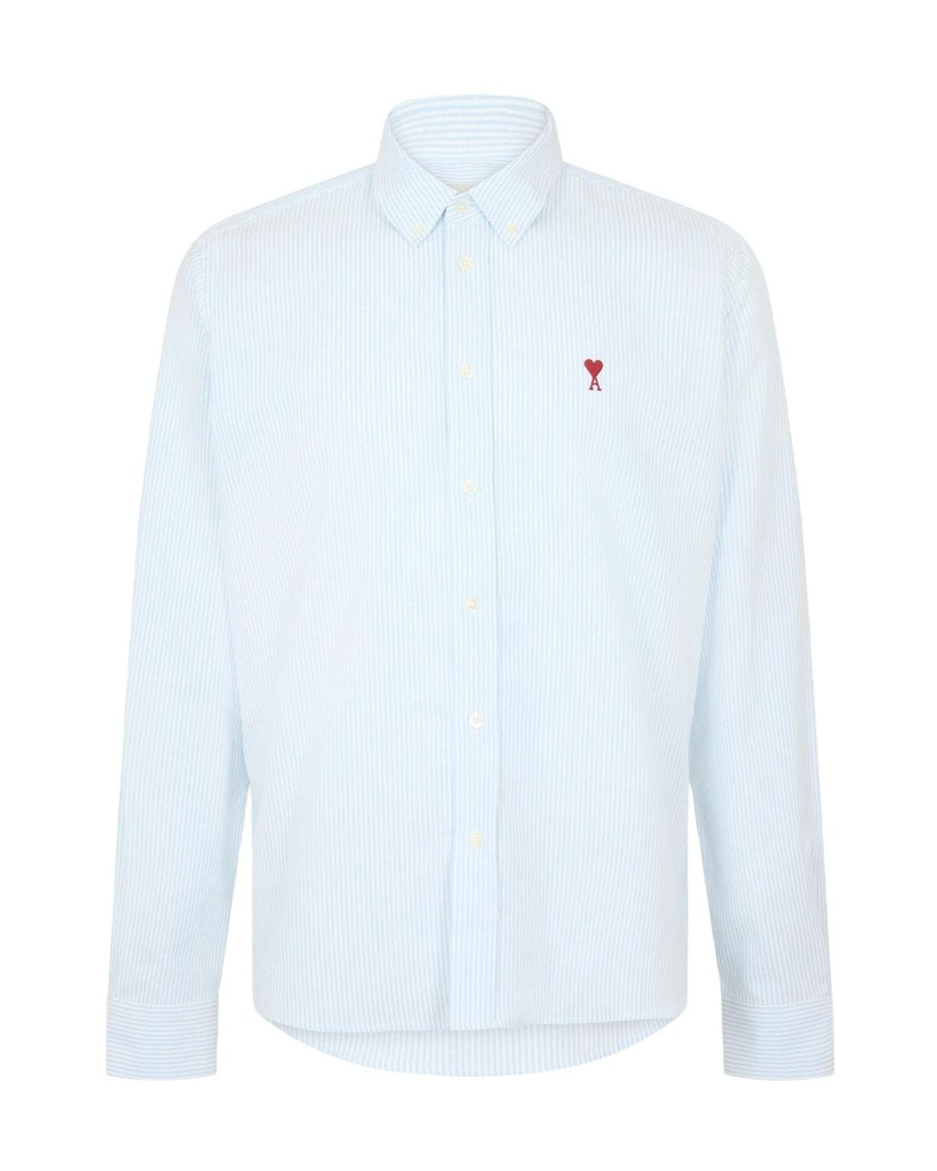 AMI Blue Striped Long-Sleeve Printed Shirt for men
