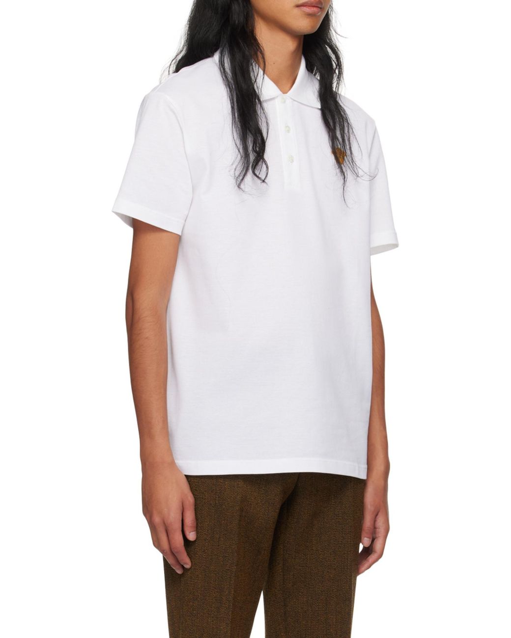 Versace White Medusa Logo Embroidered Short-Sleeved Polo Shirt for men