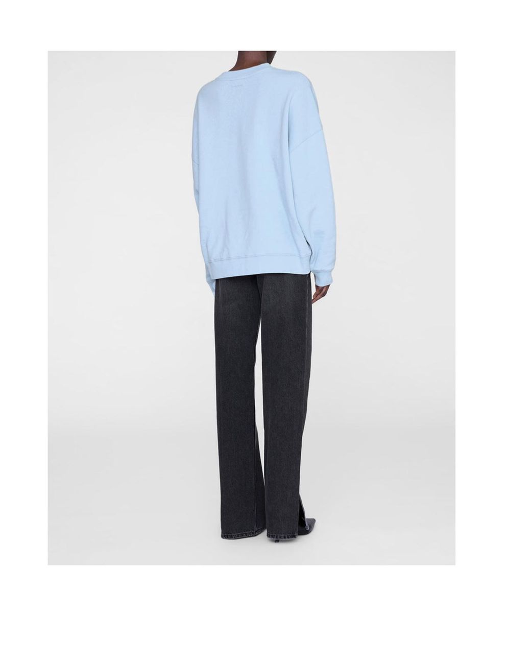 Anine Bing Blue Mile Logo Flocked Crewneck Sweatshirt