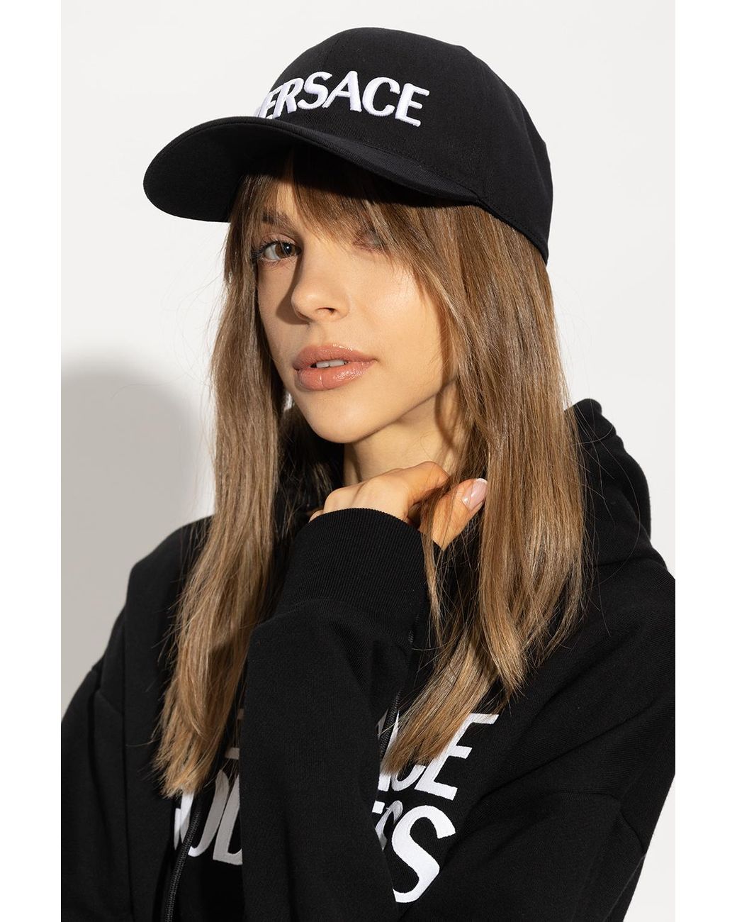 Versace Black Logo Embroidered Baseball Cap
