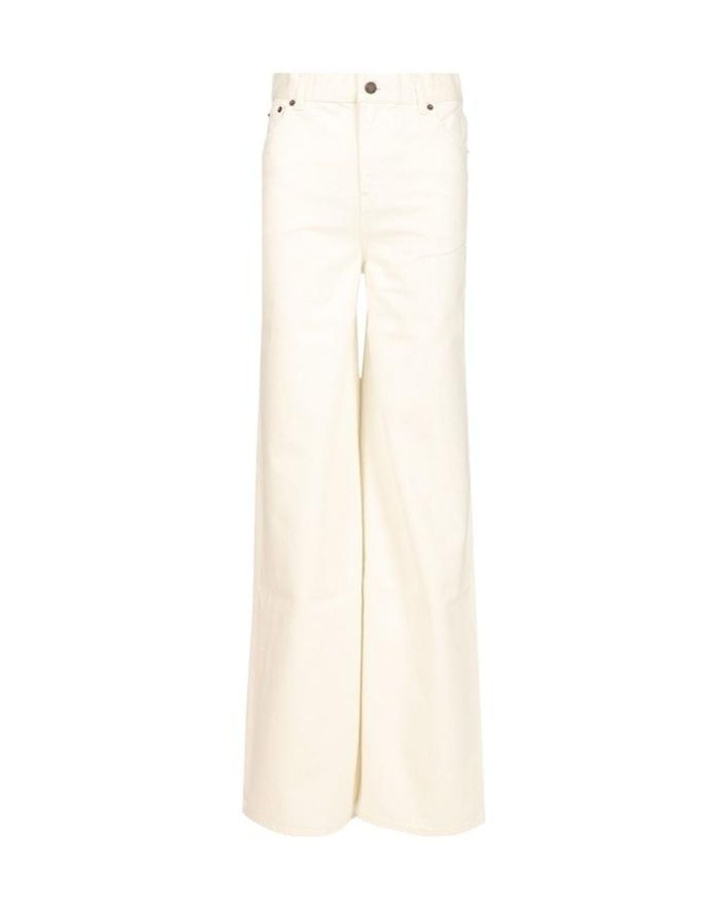 Chloé White Chloé Logo Patch Wide-Leg Jeans