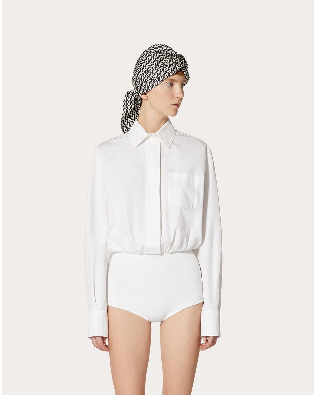 Valentino White Buttoned Shirt Playsuit