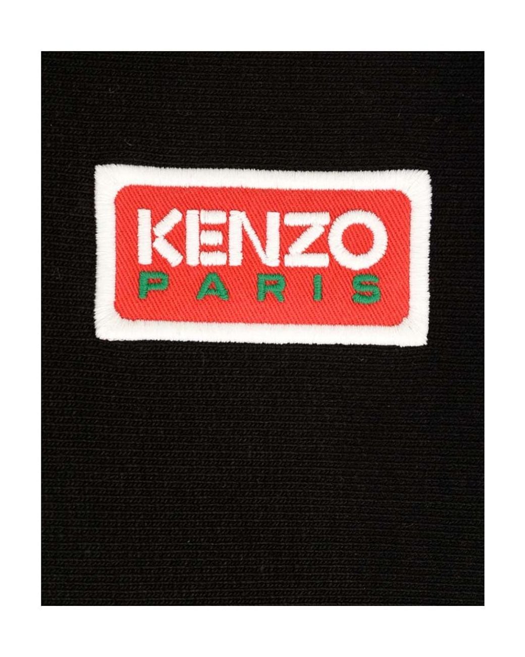 KENZO Black Logo-Patch Crewneck Sweatshirt for men