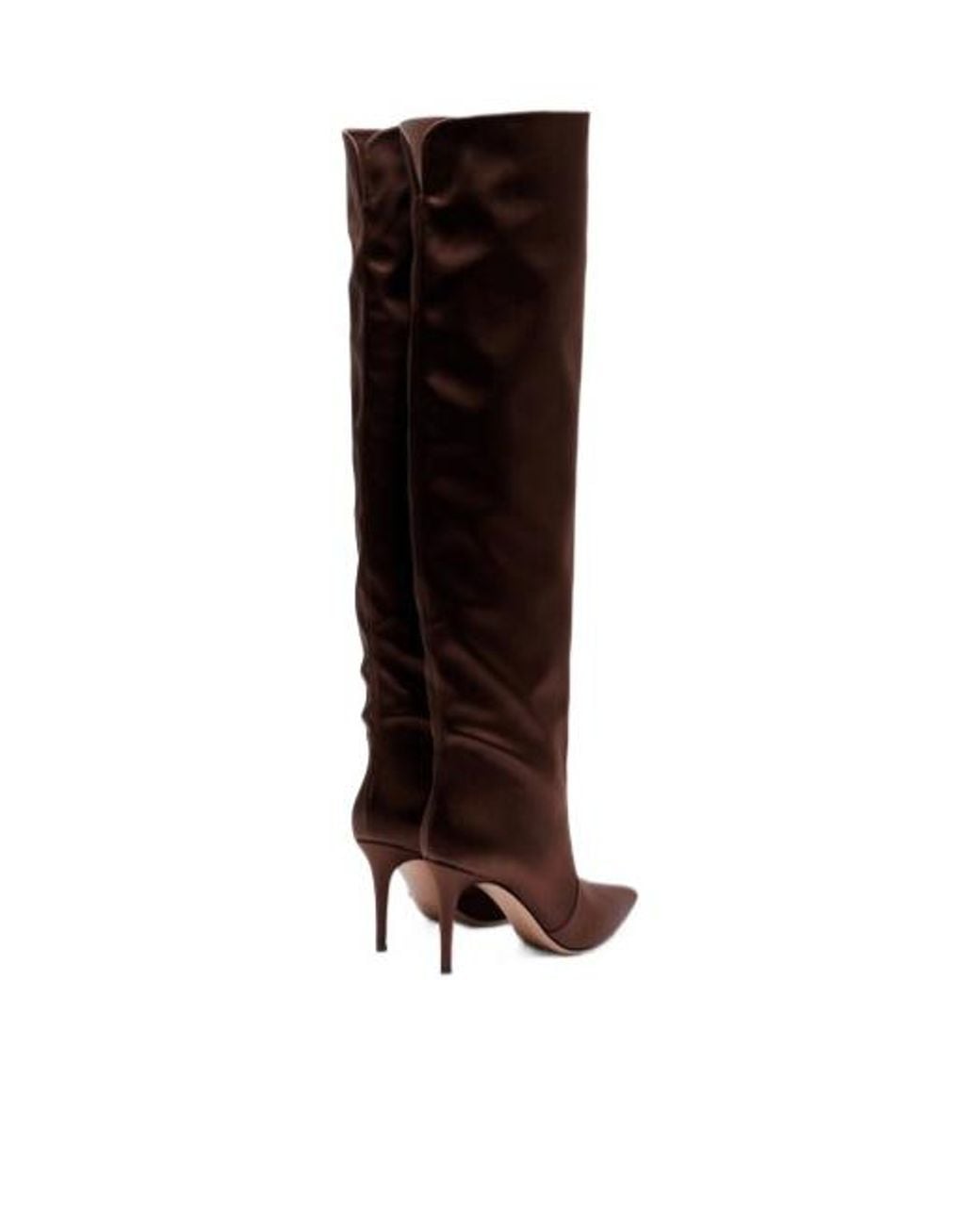Gianvito Rossi Brown Solid Color Satin Over-The-Knee Boots