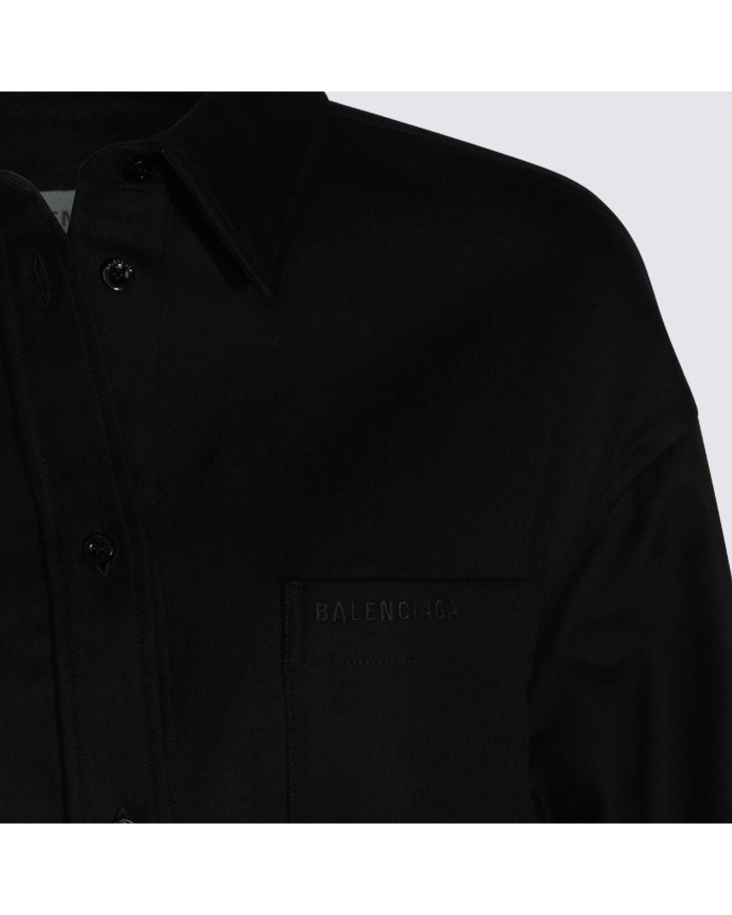 Balenciaga Black Cotton Elongated Hem Shirt