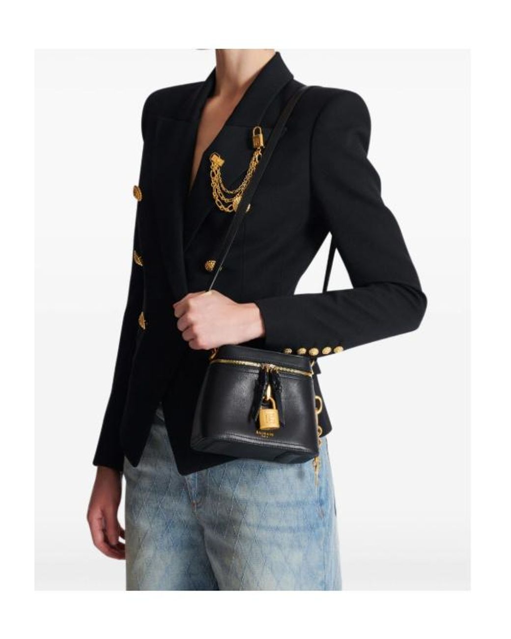 Balmain Black Pulse Vanity Handbag