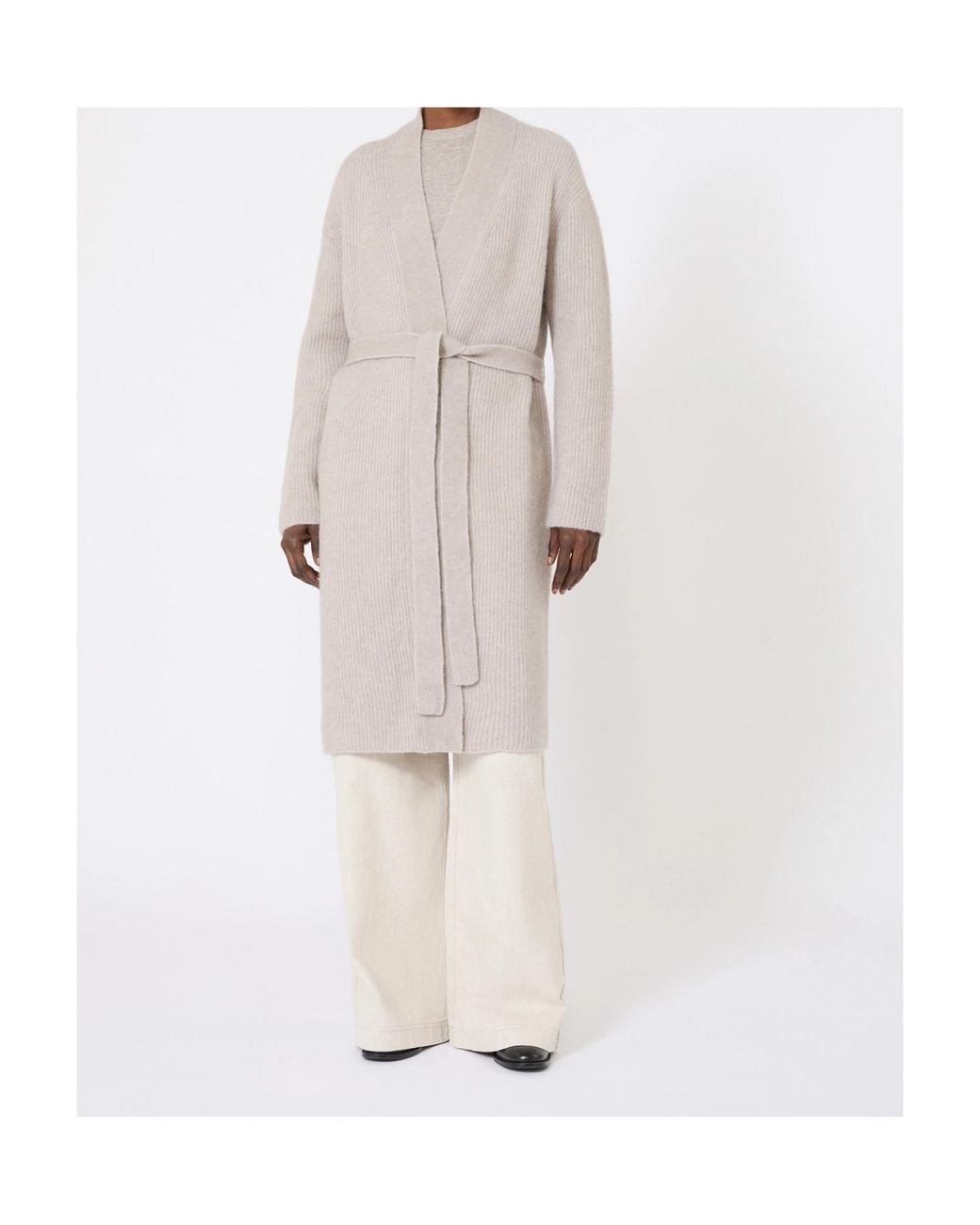 Max Mara White Alpaca Wool-Blend Longline Cardigan