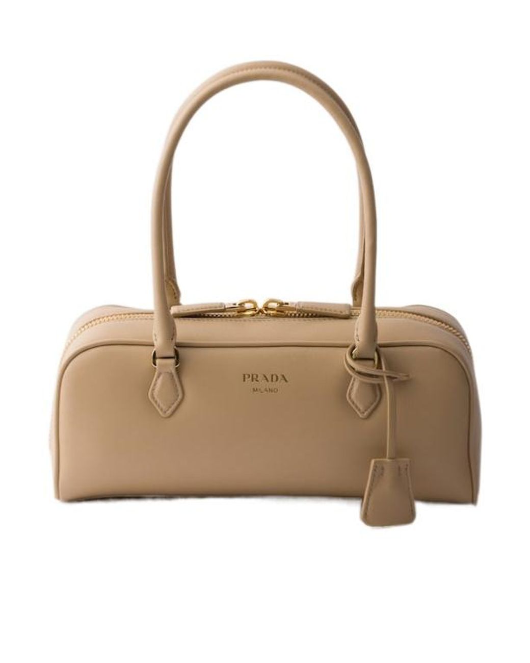 Prada Natural Medium Leather Top-Handle Bag