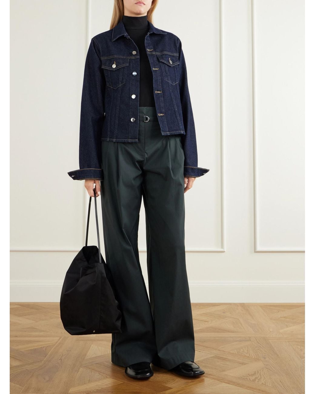 Proenza Schouler Blue Belted Cotton-Blend Wide-Leg Pants