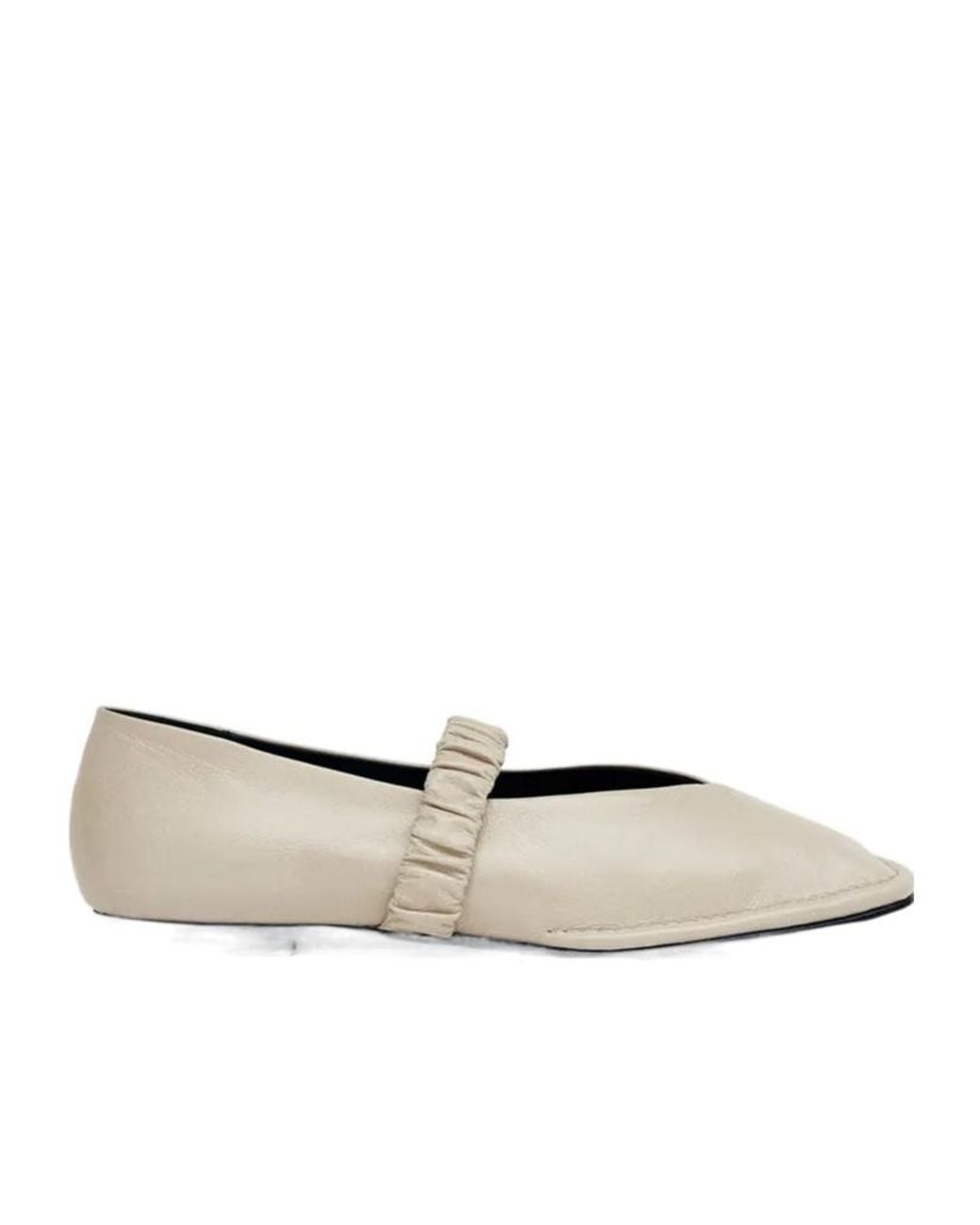 Alohas White Square-Toe Gathered Strap Flats