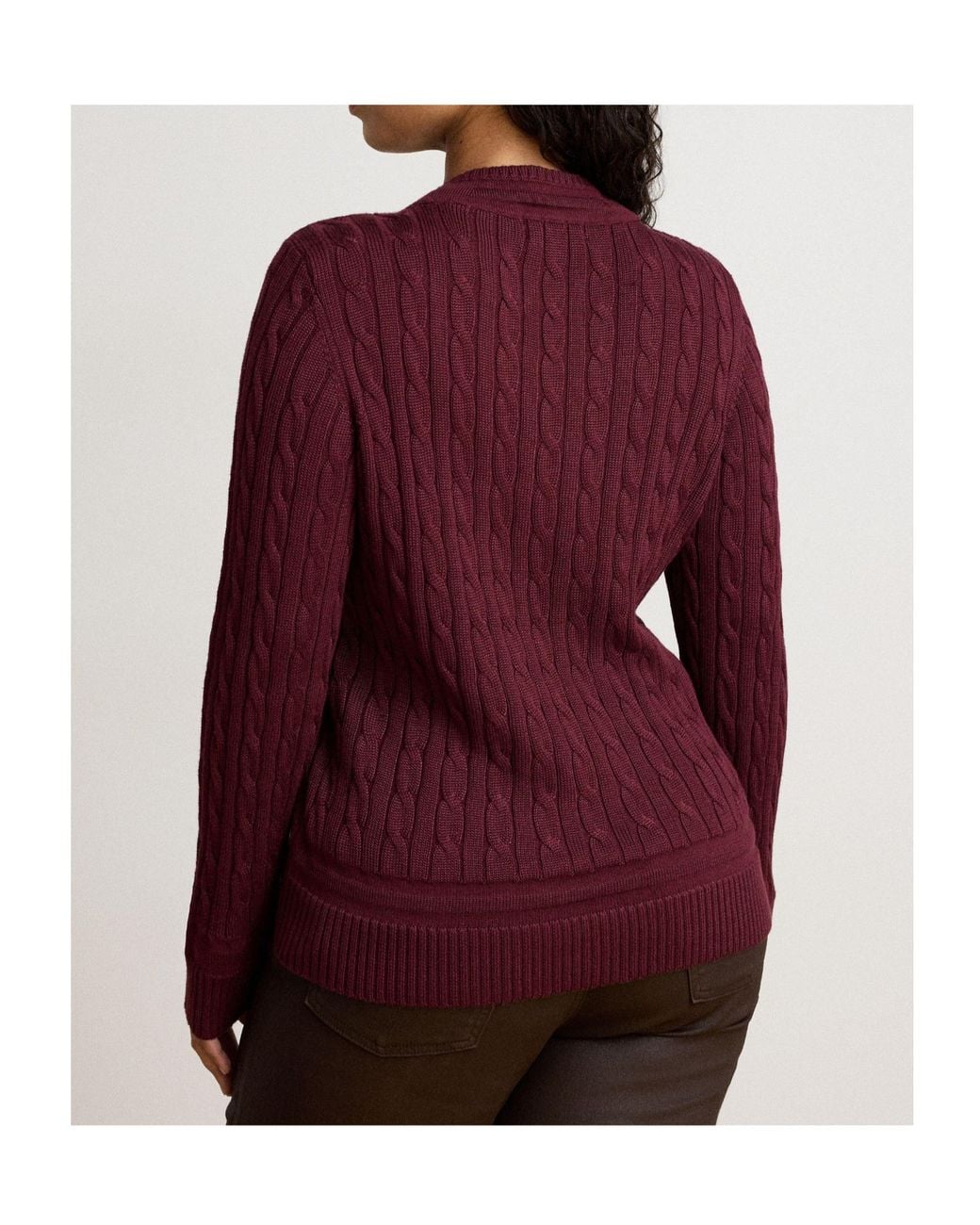 Ralph Lauren Red V-Neck Cable Knit Sweater