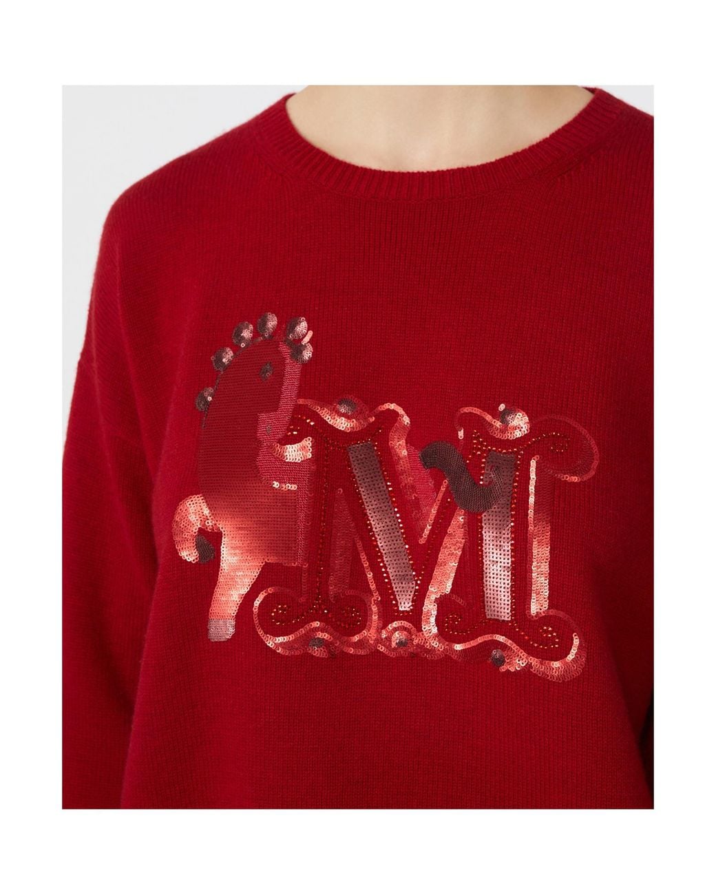 Max Mara Red Mxmterra Oversized Jumper