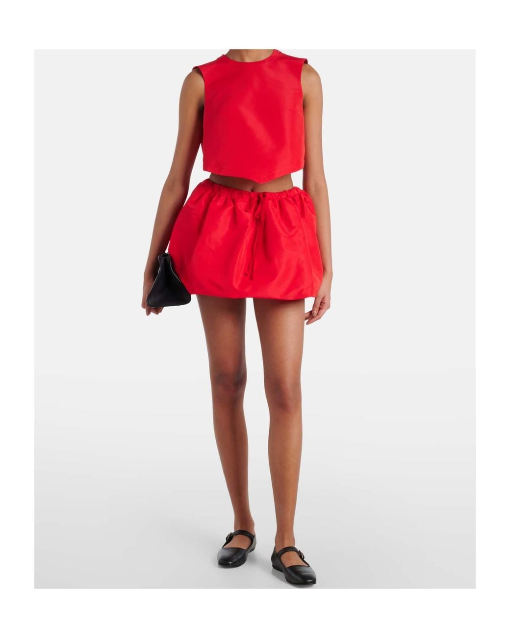 Patou Red Drawstring Mini Skirt