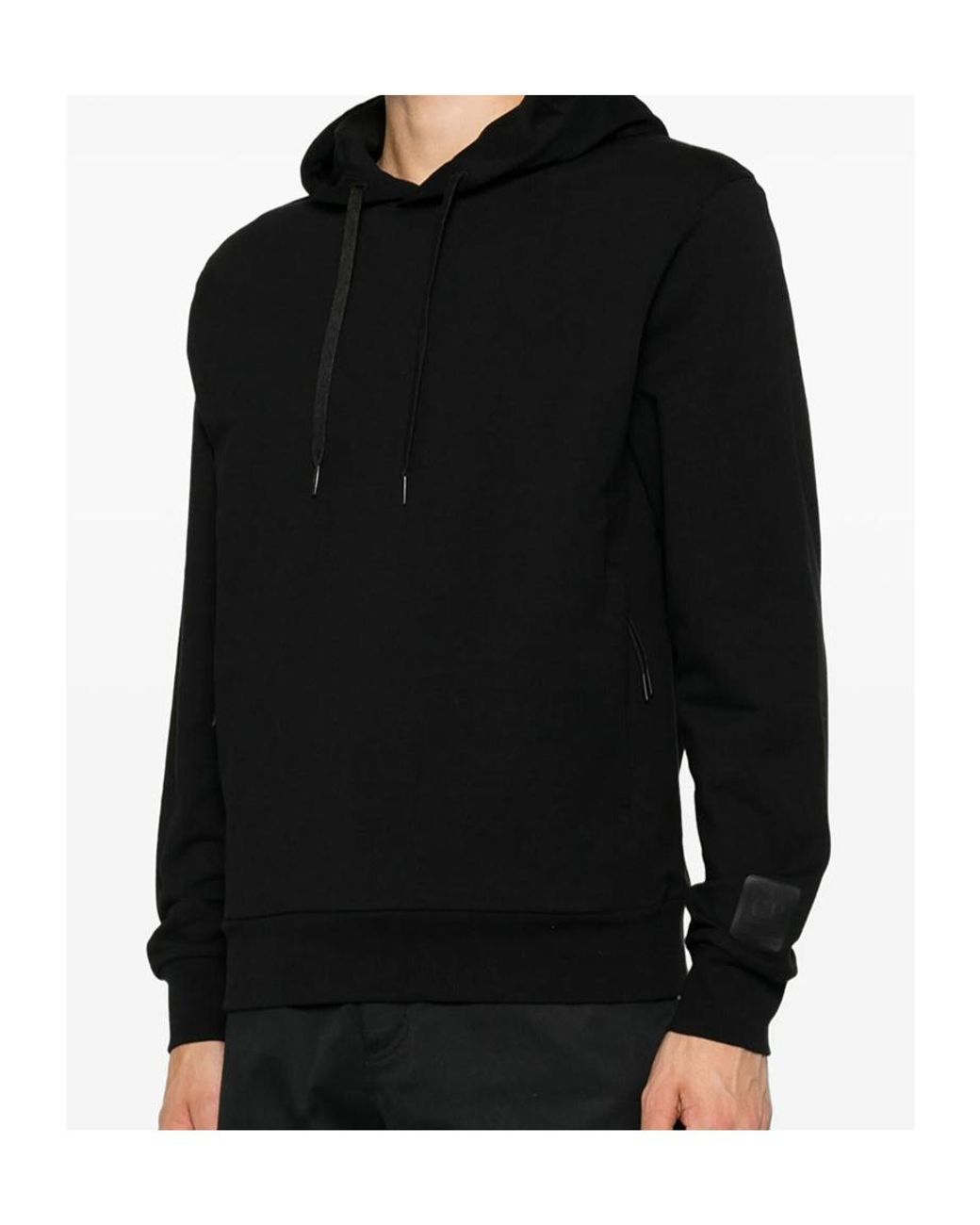 C P Company Black Metropolis Series Logo-Patch Hoodie for men