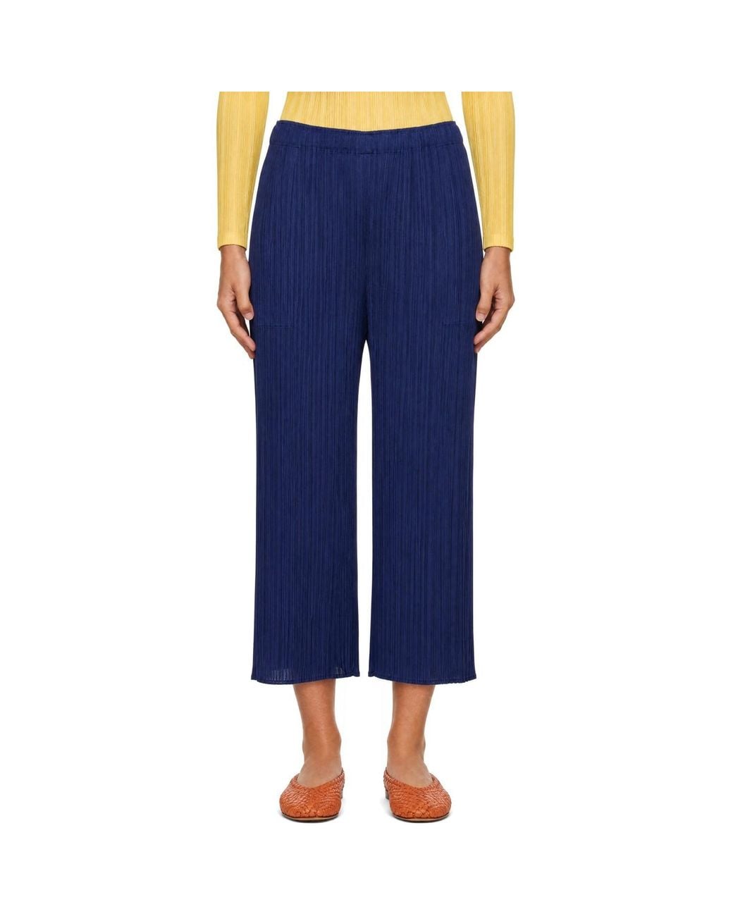 Pleats Please Issey Miyake Blue Pleated Casual Pants