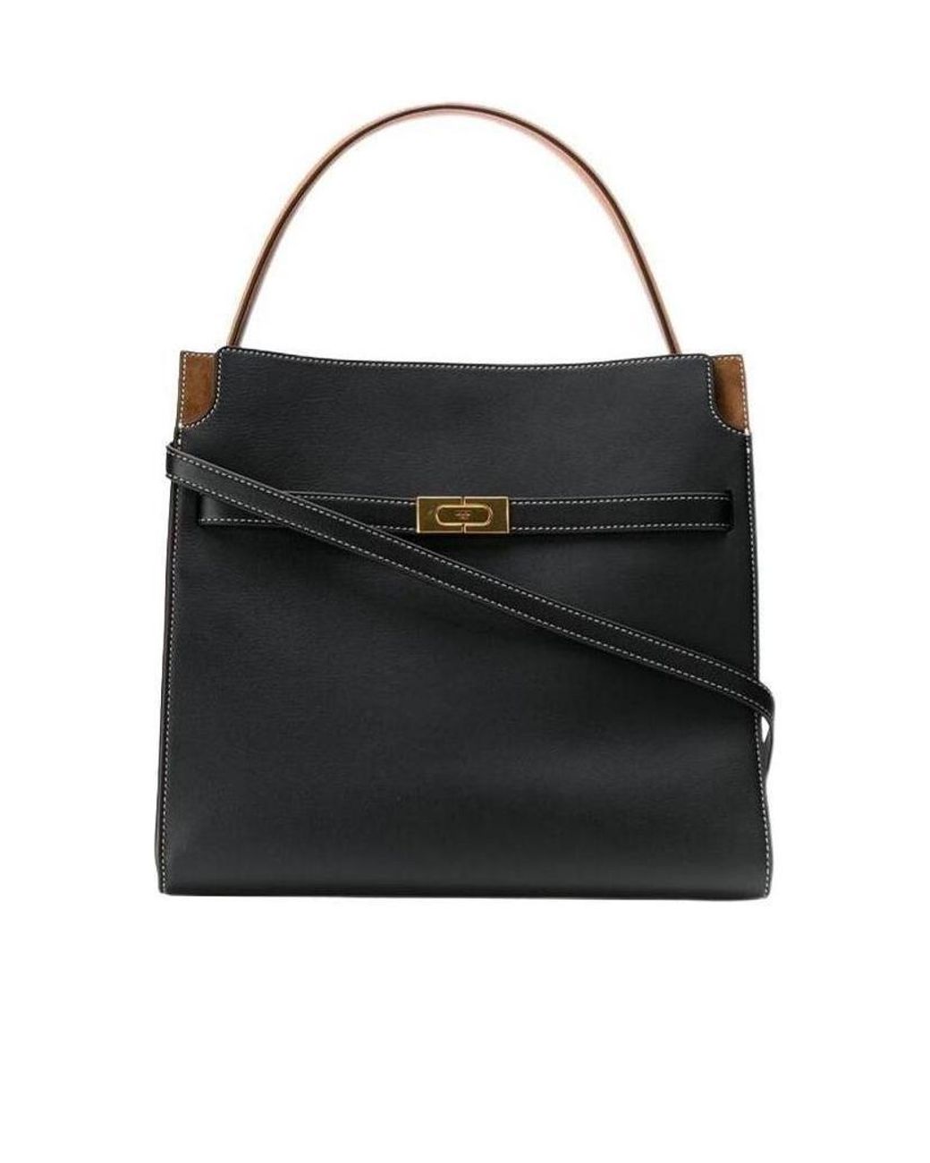 Tory Burch Black Lee Radziwill Layered Small Tote Bag