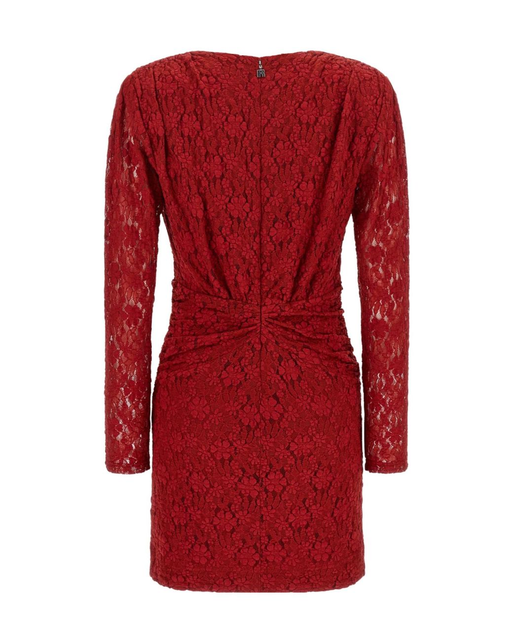 ROTATE BIRGER CHRISTENSEN Red Draped Floral Lace Mini Dress