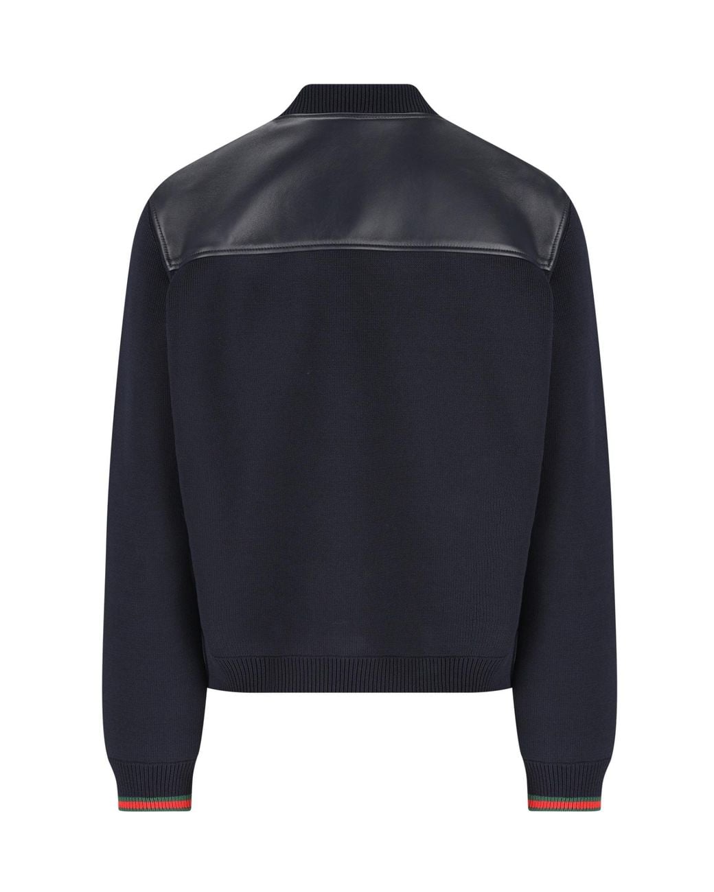 Gucci Blue Logo Embroidered Zip-Up Jacket for men
