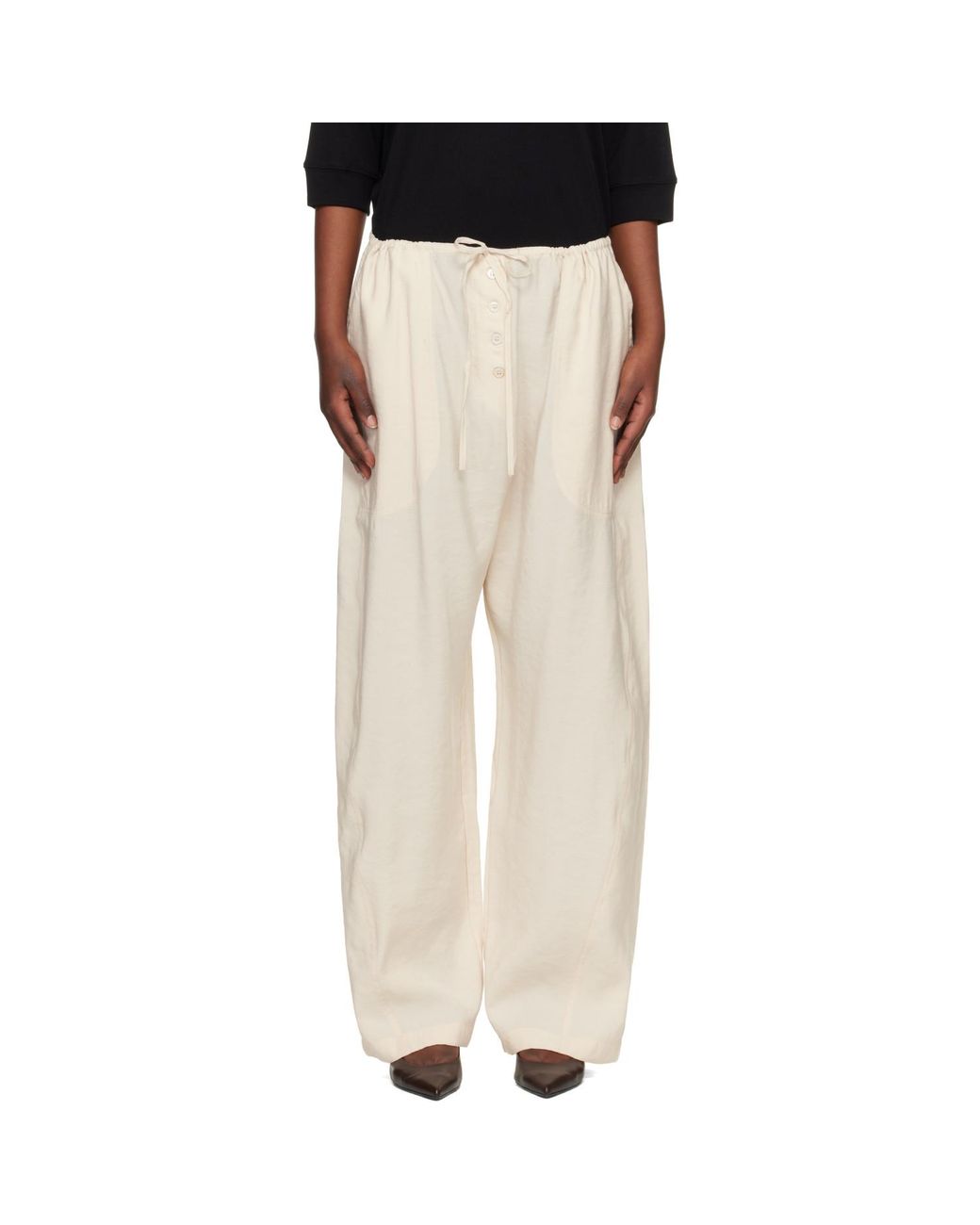 Studio Nicholson White Hera Drawstring Pants