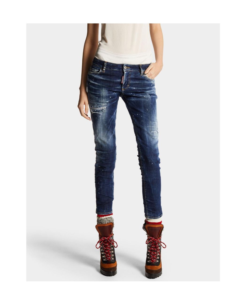 DSquared² Blue Distressed Cropped Jeans