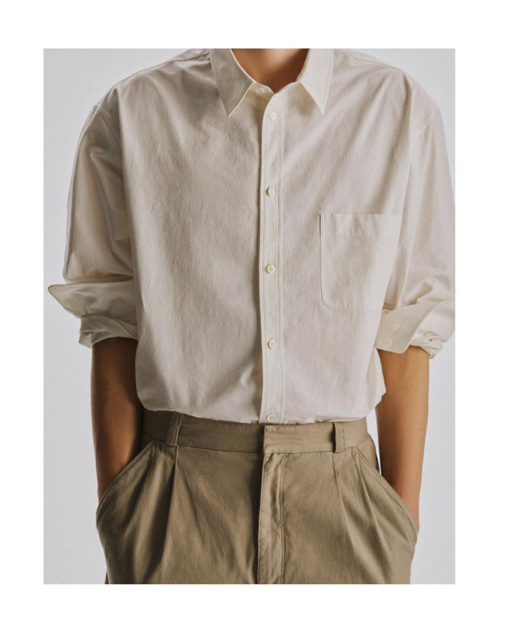 The Row White Perlo Chest-Pocket Long-Sleeve Shirt for men