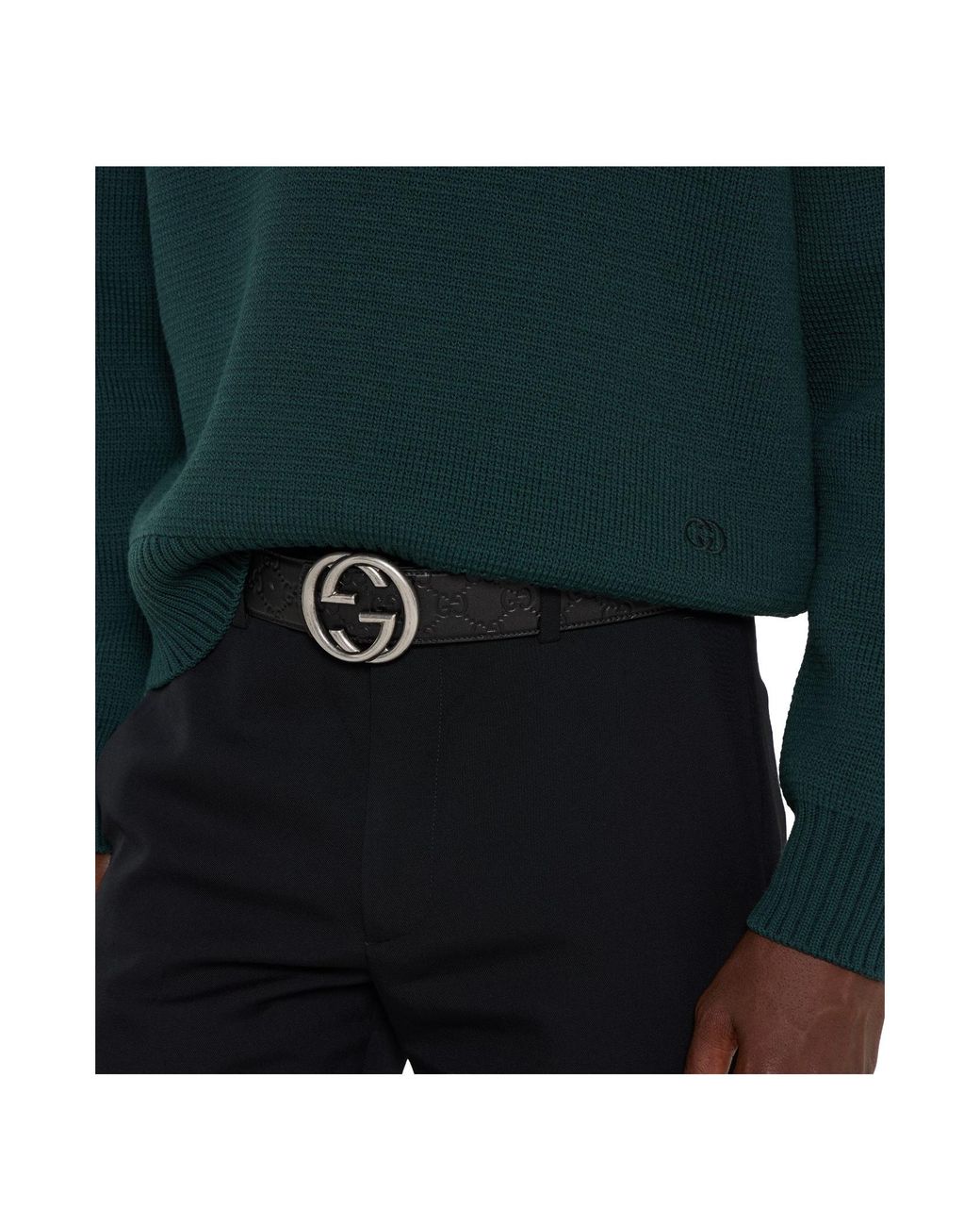 Gucci White Interlocking G Buckle Reversible Belt for men