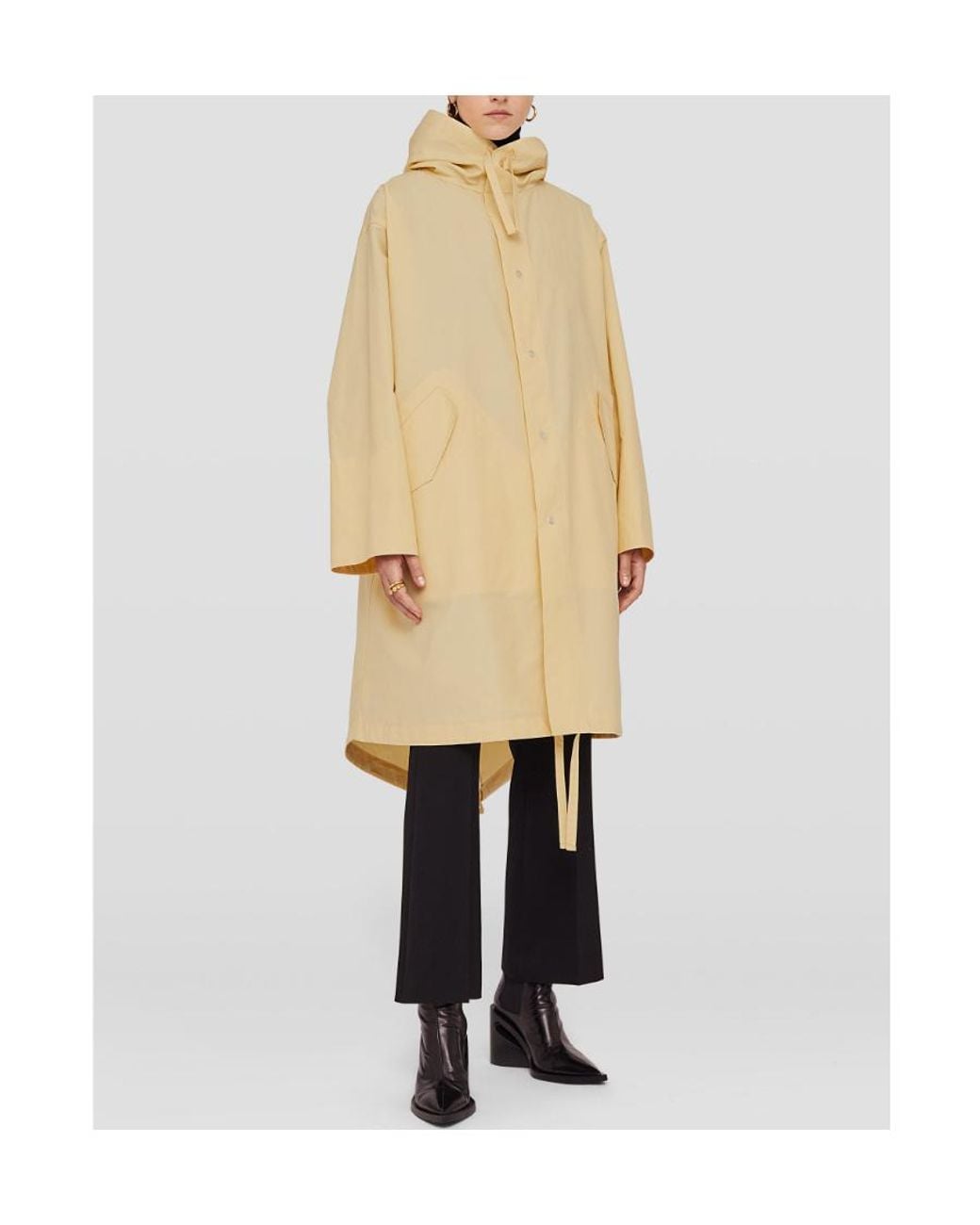 Jil Sander Natural Logo Printed Hooded Parka