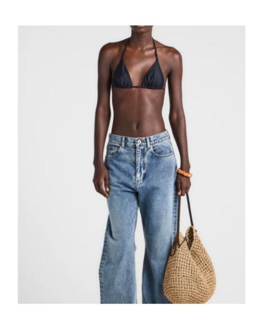 J.W. Anderson Black Bead-Embellished Triangle Bikini Top