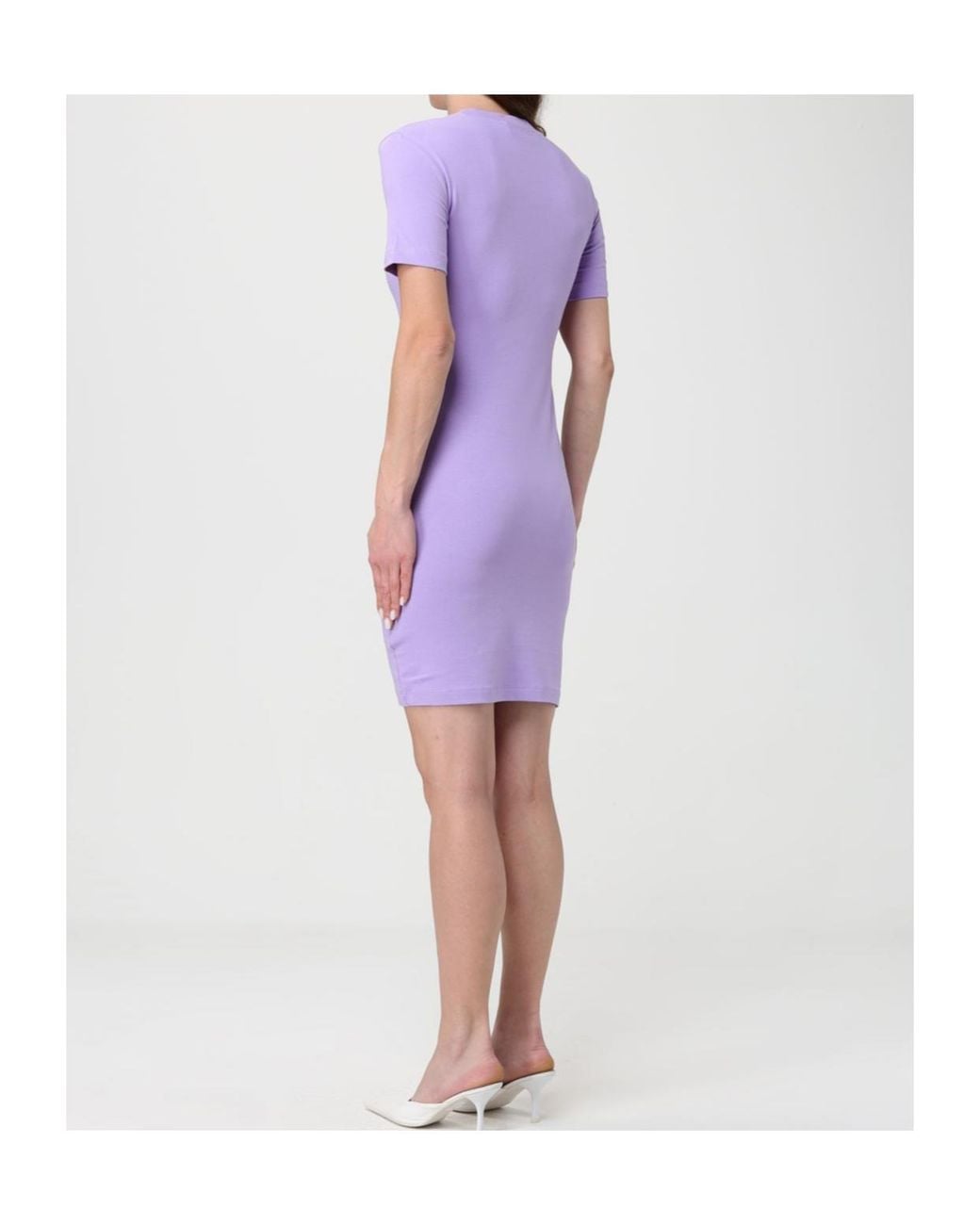 Versace Jeans Purple Couture Rhinestone Logo Dress