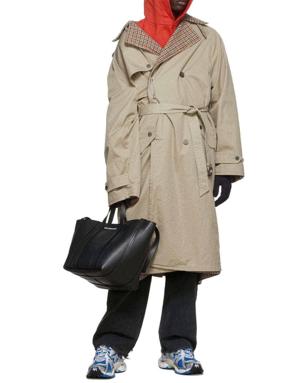 Balenciaga Brown Reversible Double-Breasted Trench Coat for men