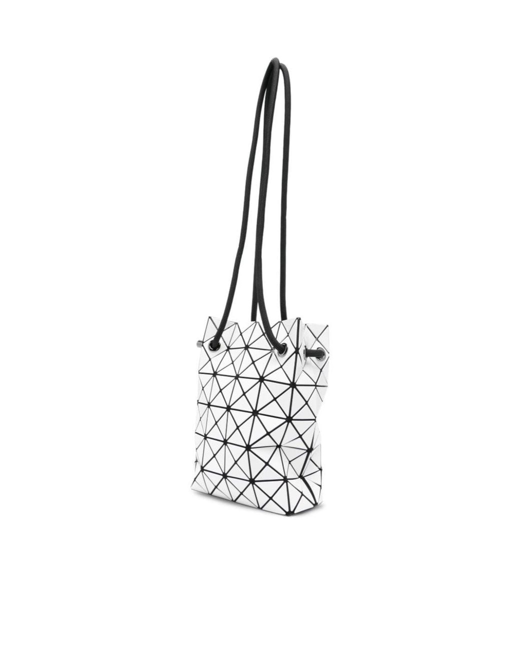 Issey Miyake White Prism Drawstring Shoulder Bag