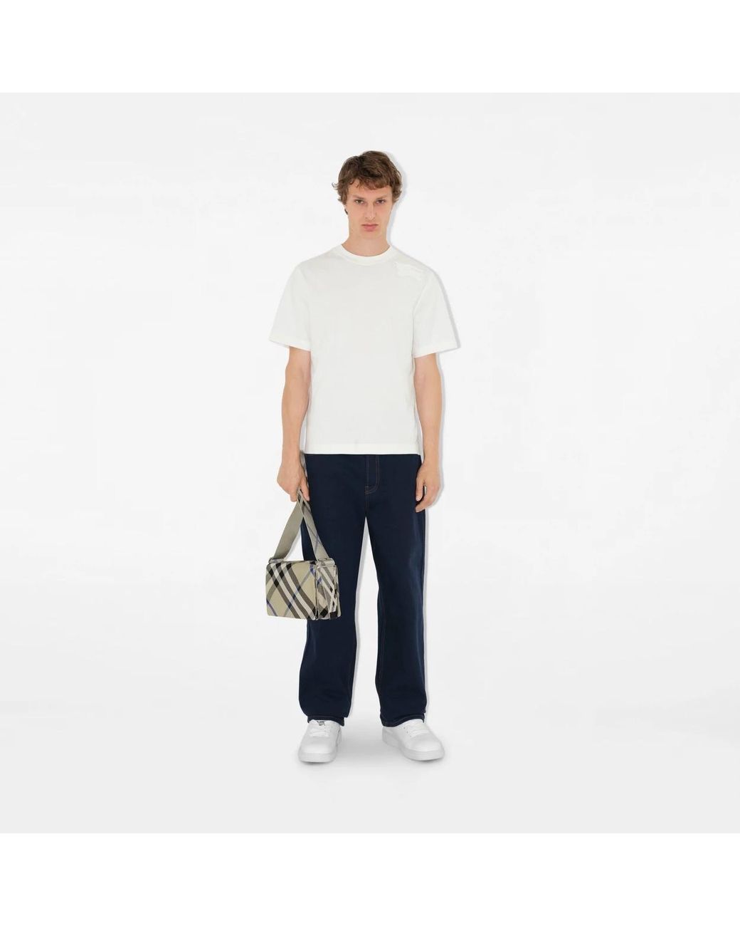 Burberry Green Trench Checked Foldover-Top Crossbody Bag for men